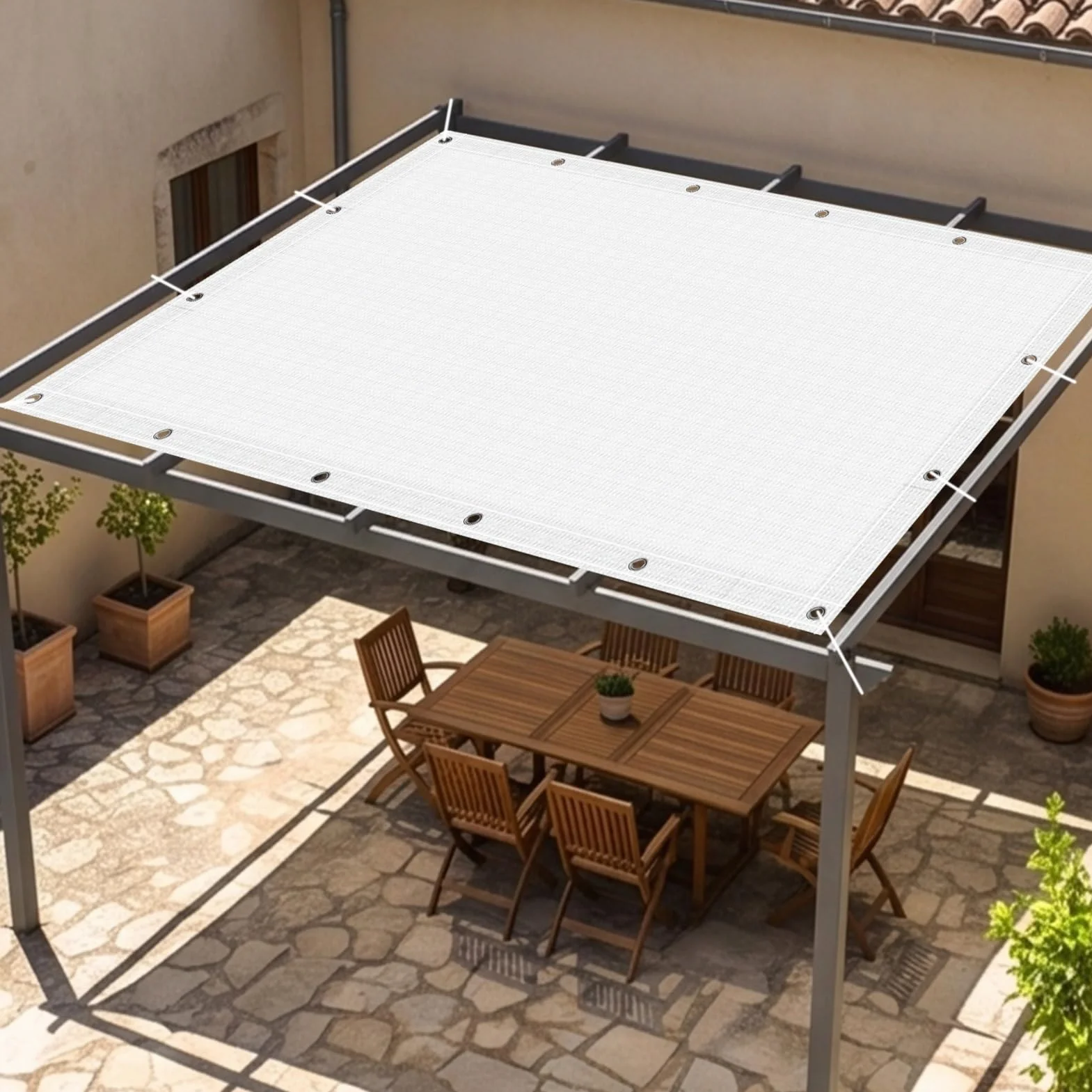 Toldo para Sombra 100 x 400 cm Protección UV Red de Sombra Al Aire Libre Protegiendo La Privacidad para Plantas Invernaderos Balcones, Blanco