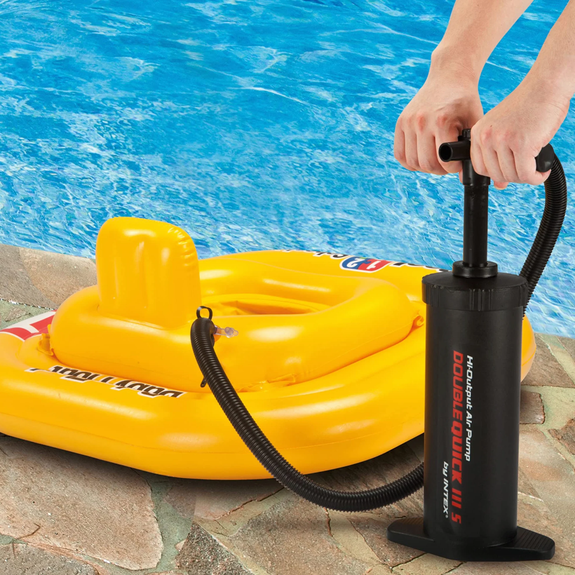 Intex 68614 Hinchador de Mano/pie de Doble Velocidad, 36 cm