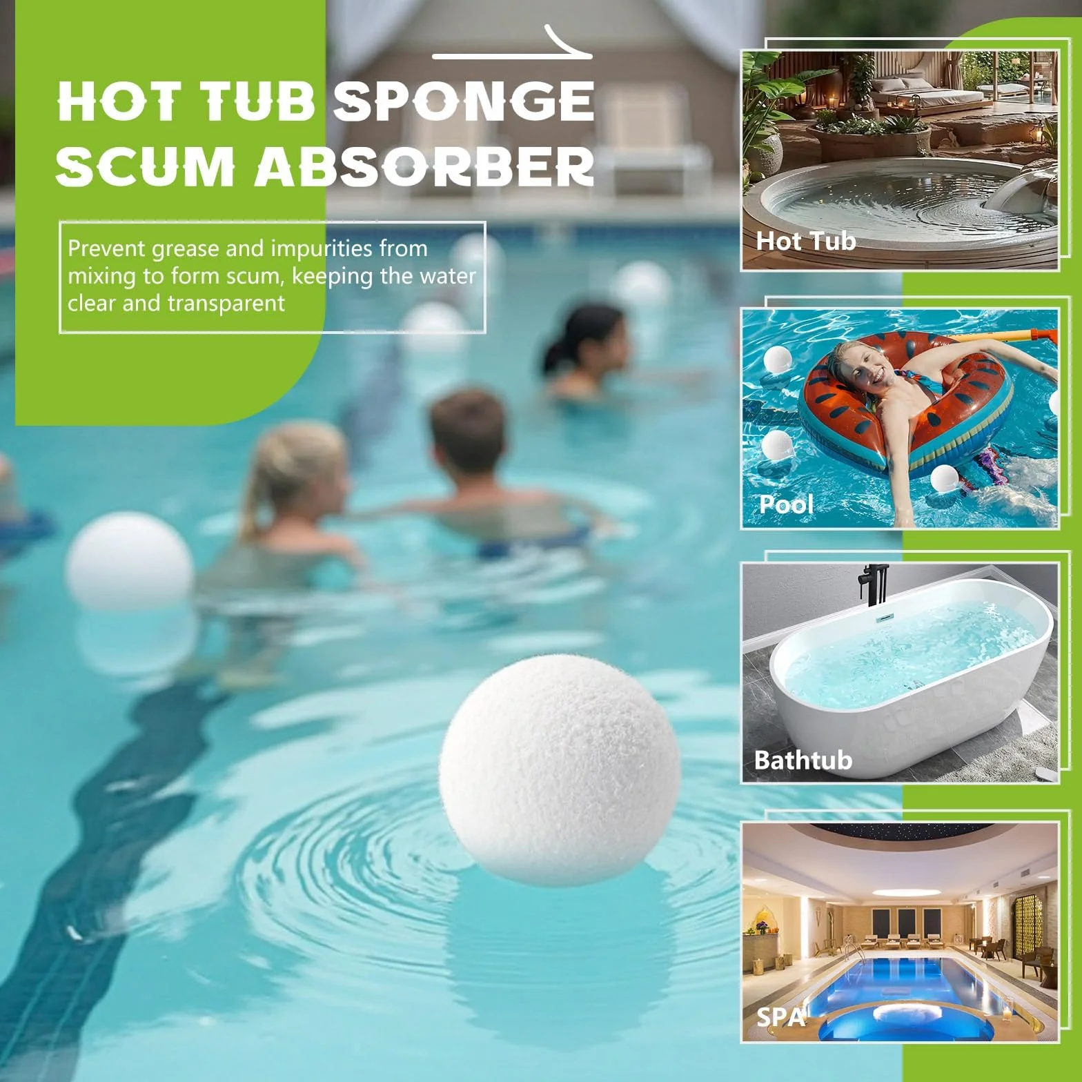 EKKONG Bolas Eliminadoras de Escoria 7.5 cm Absorbente de Grasa Piscina Reutilizables (12PCS)