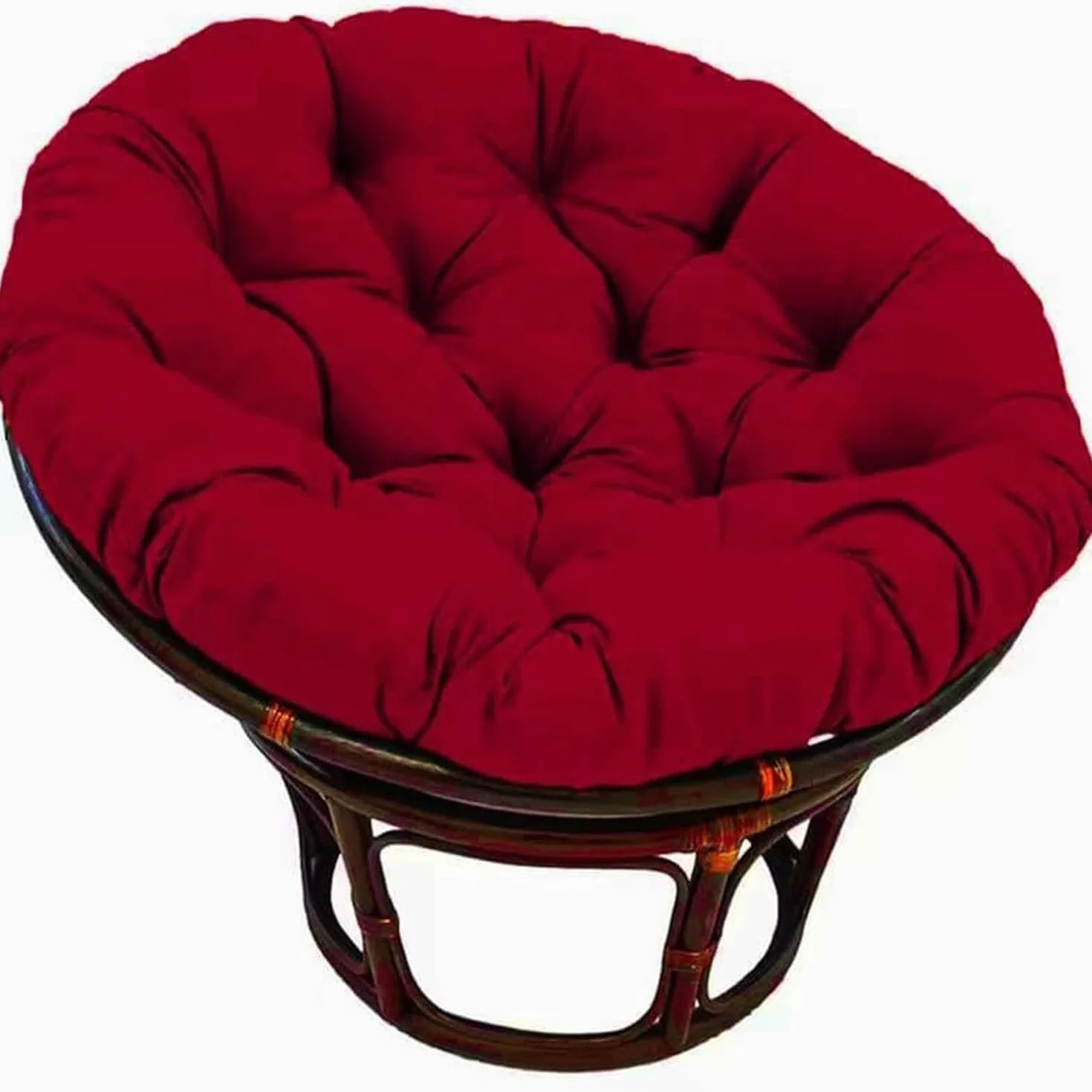Cojines redondos de ratán para sillón, cojines para exteriores, jardín, interior, columpio, accesorios para uso doméstico (color rojo vino, 90 x 90 cm)
