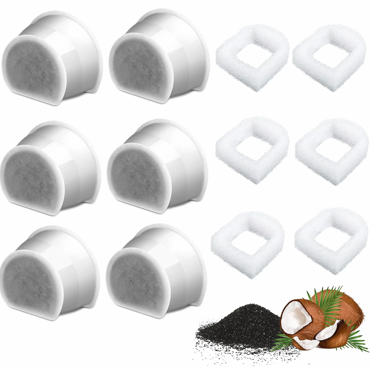 6 pcs Filtros de Carbón Activado para Fuentes de Agua de Mascotas, Repuestos Compatibles con P-et-Sa-fe Drinkwell, Sistema de Filtración Cerámica para Gatos, Cat Water Fountain Feeder Filters