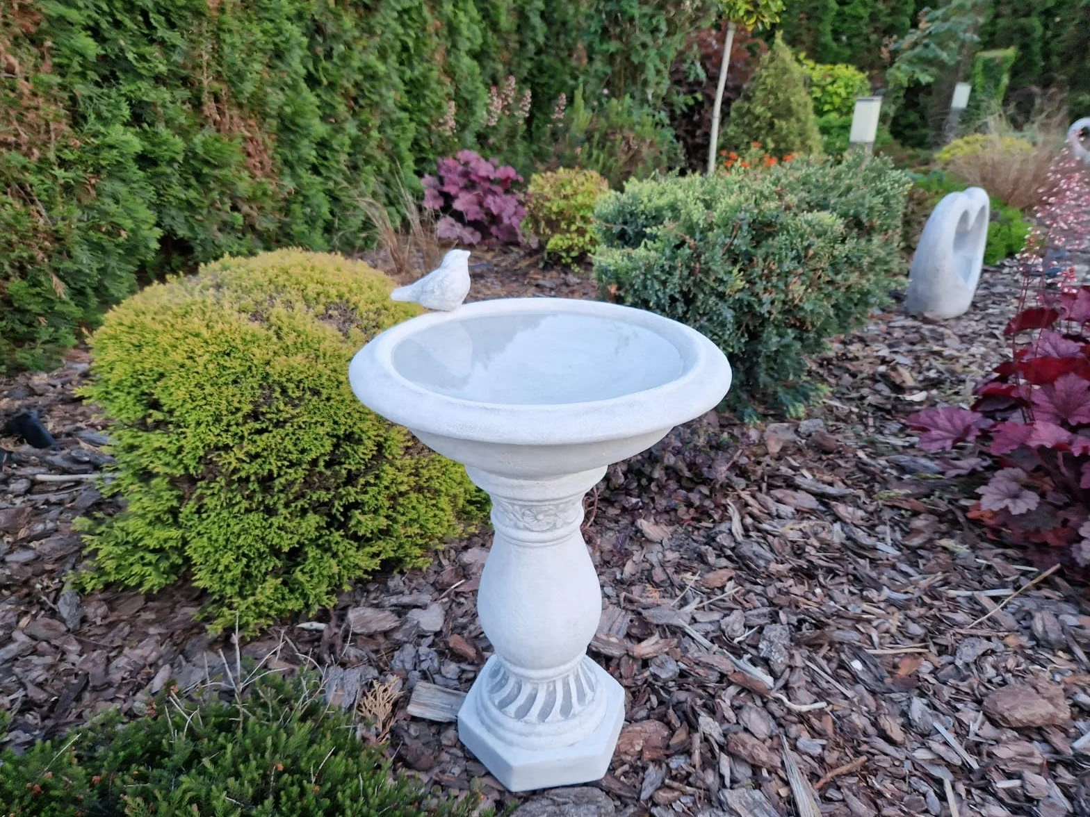 Antiguo baño de pájaros Adorno de Piedra Columna Decorativa Green Lane Garden