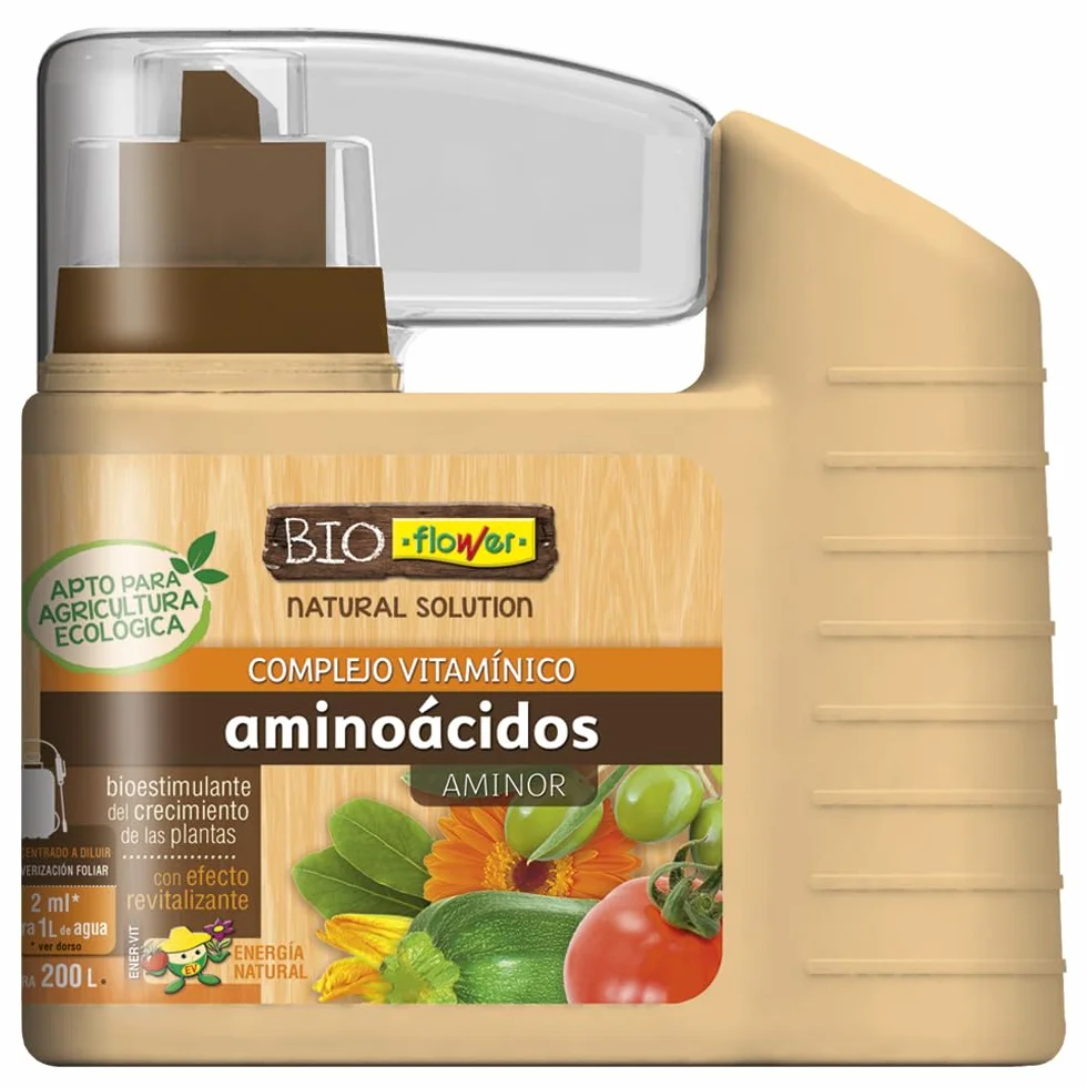 Bioflower Aminoácidos Aminor 400ml Abono Líquido 24% Aminoácidos Libres Estimula Crecimiento Vegetativo Agricultura Ecológica