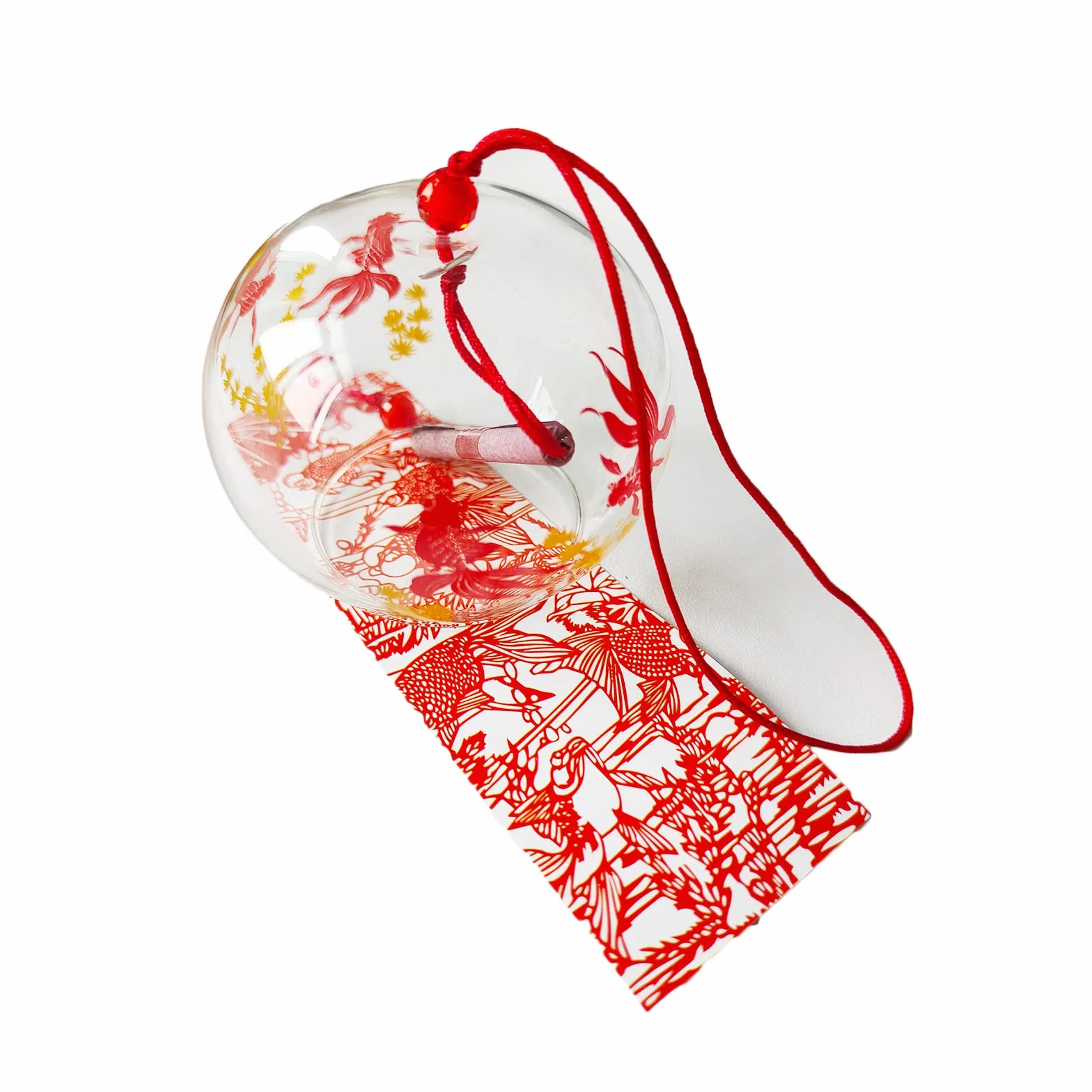 Japonesas campanas de viento de cristal rojo colgantes para decoración interior de coche