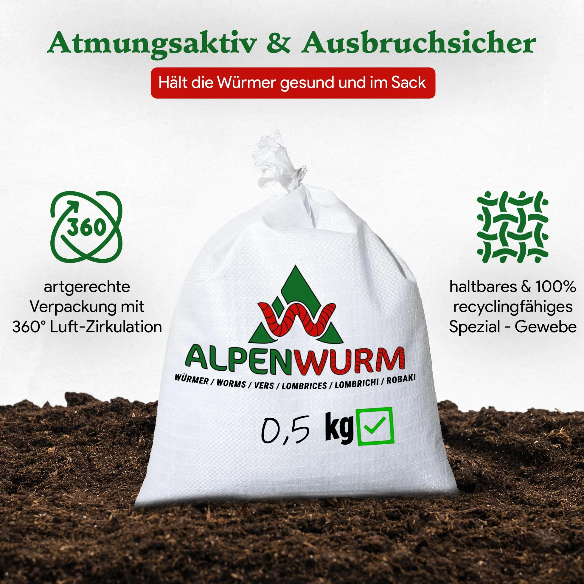 Eisenia Mix 0,5 kg gusanos de compostaje (500 unidades) lombrices vivas para compost jardín