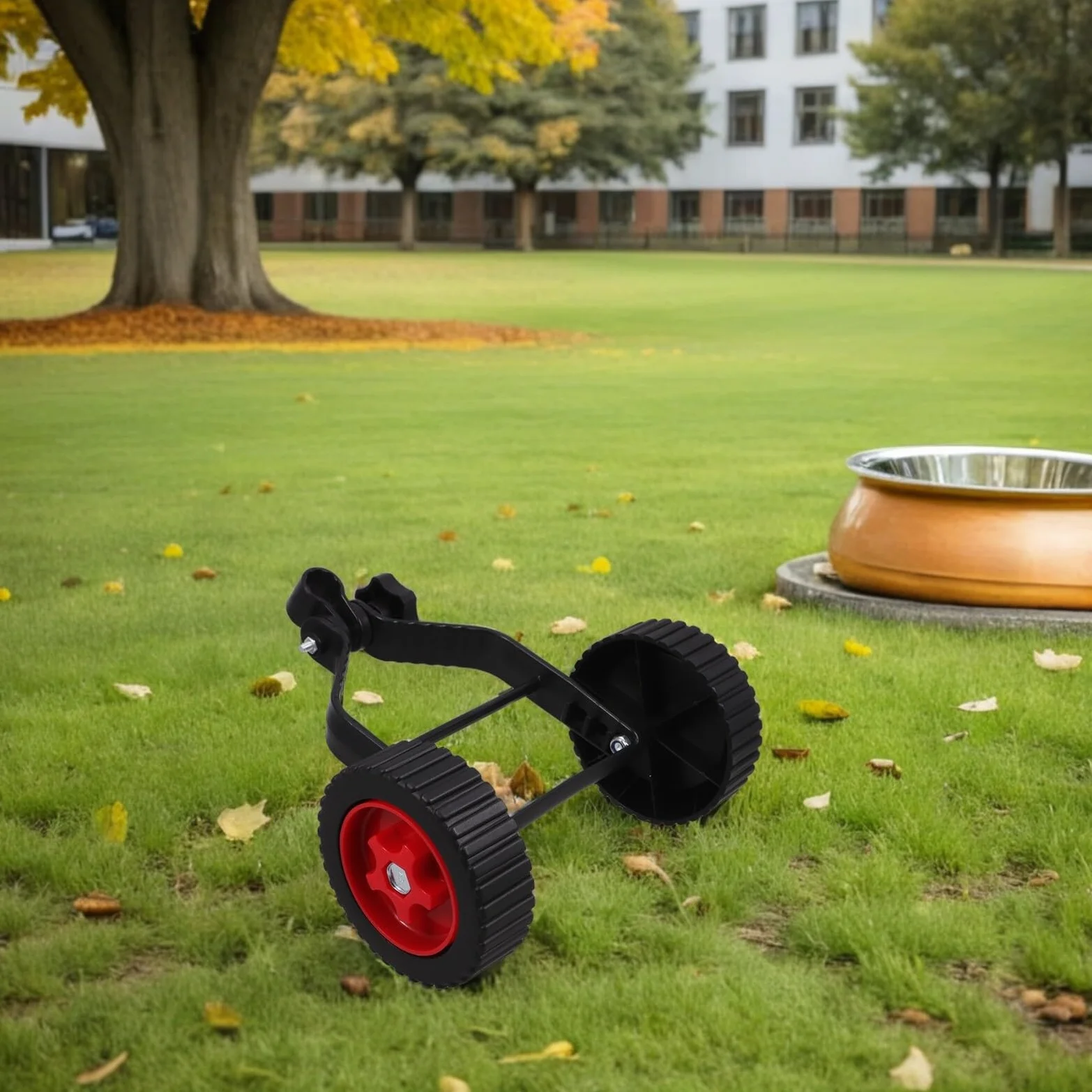 2 Piezas Ruedas Auxiliares para Cortacésped Ruedas Soporte Resistentes con Amortiguación de Vibraciones para Desbrozadora y Accesorios de Jardín Negros Aumento de Tracción y