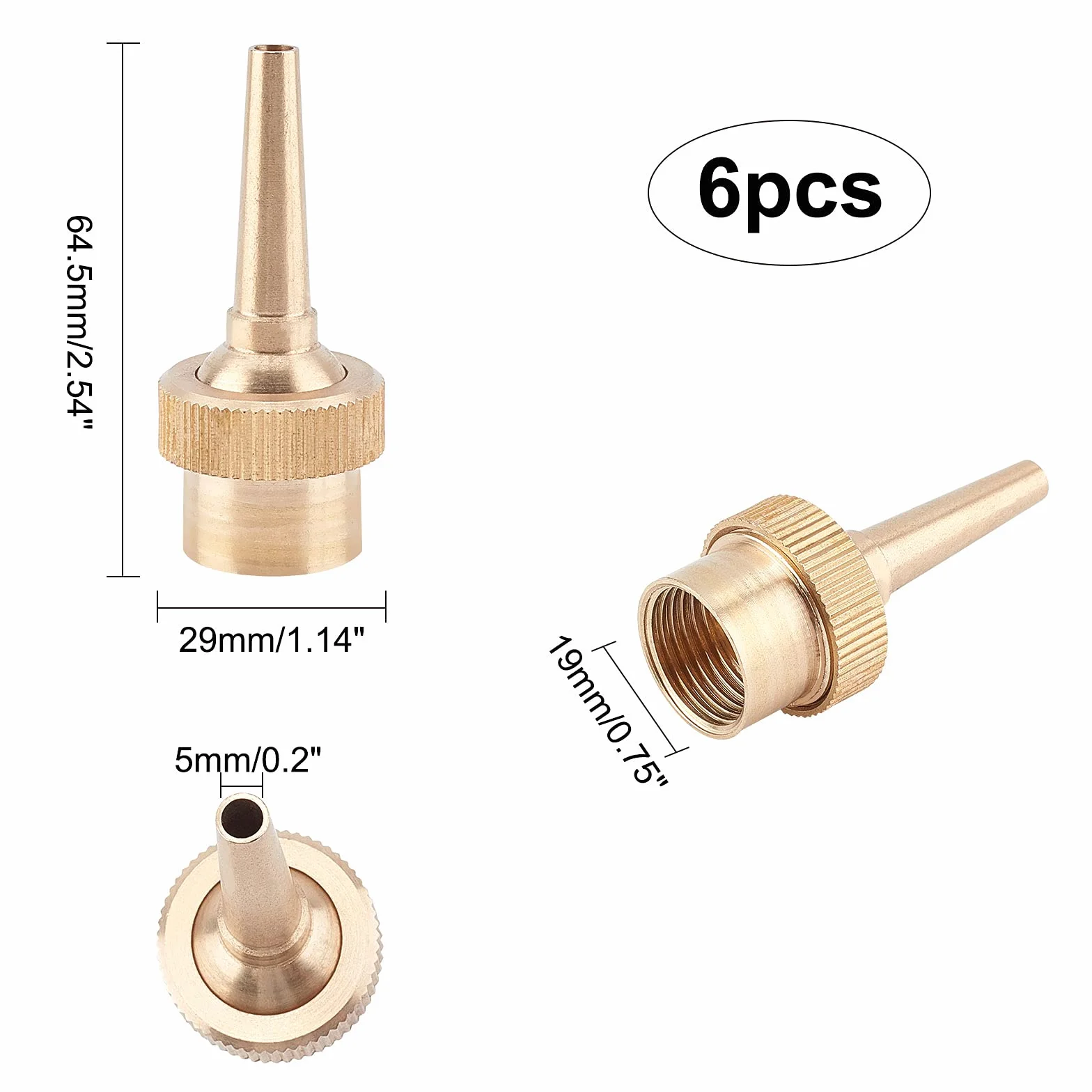 AHANDMAKER 6 Piezas Boquillas de Latón para Fuentes, 19 mm DN15 Aspersor Ajustable para Estanque