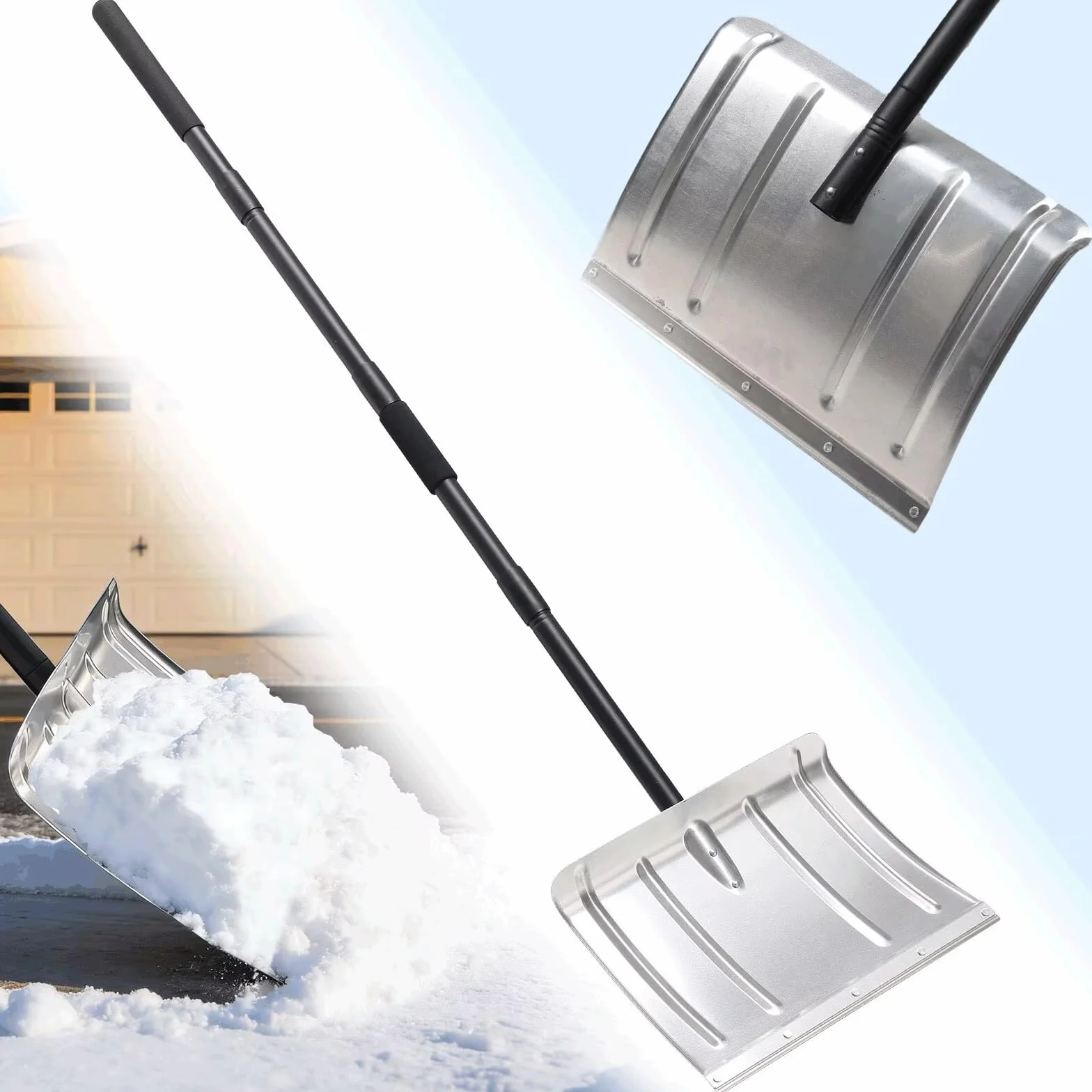 Pala para Nieve de Aluminio Ligera con Mango D para Coche, Emergencia, Camping, Exterior