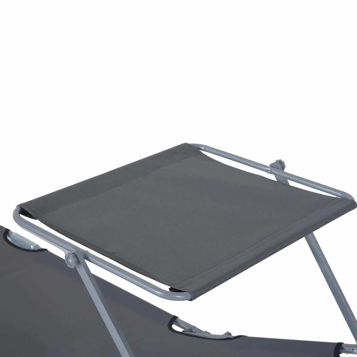 Outsunny Tumbona Plegable Jardín Exterior Reclinable con Toldo Desmontable Respaldo Ajustable 4 Niveles 187x58x36 cm Gris