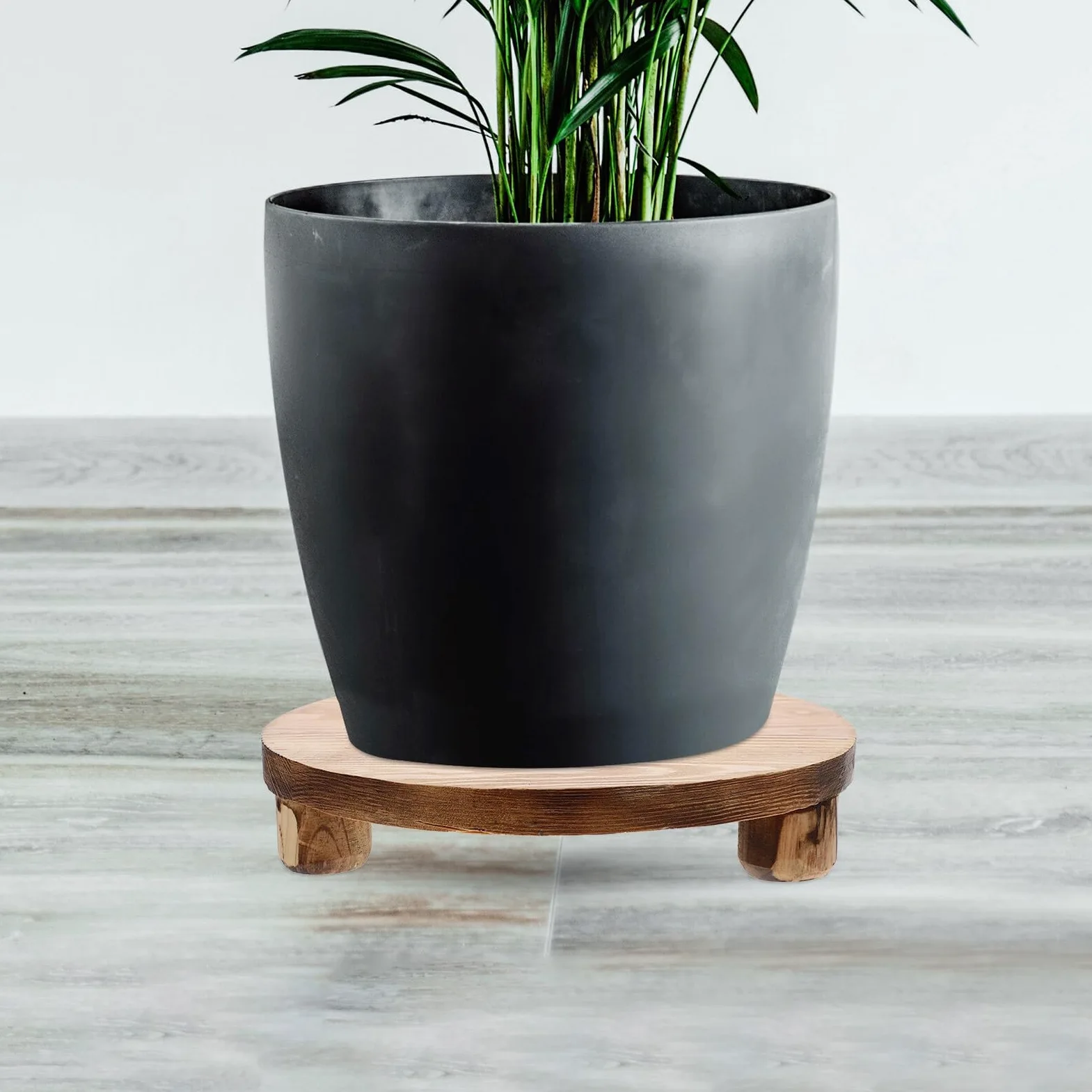 Gatuida Soporte para Macetas de Madera Beige Redondo y Estable, Elevador Multifuncional para Plantas y Bonsáis Hogar