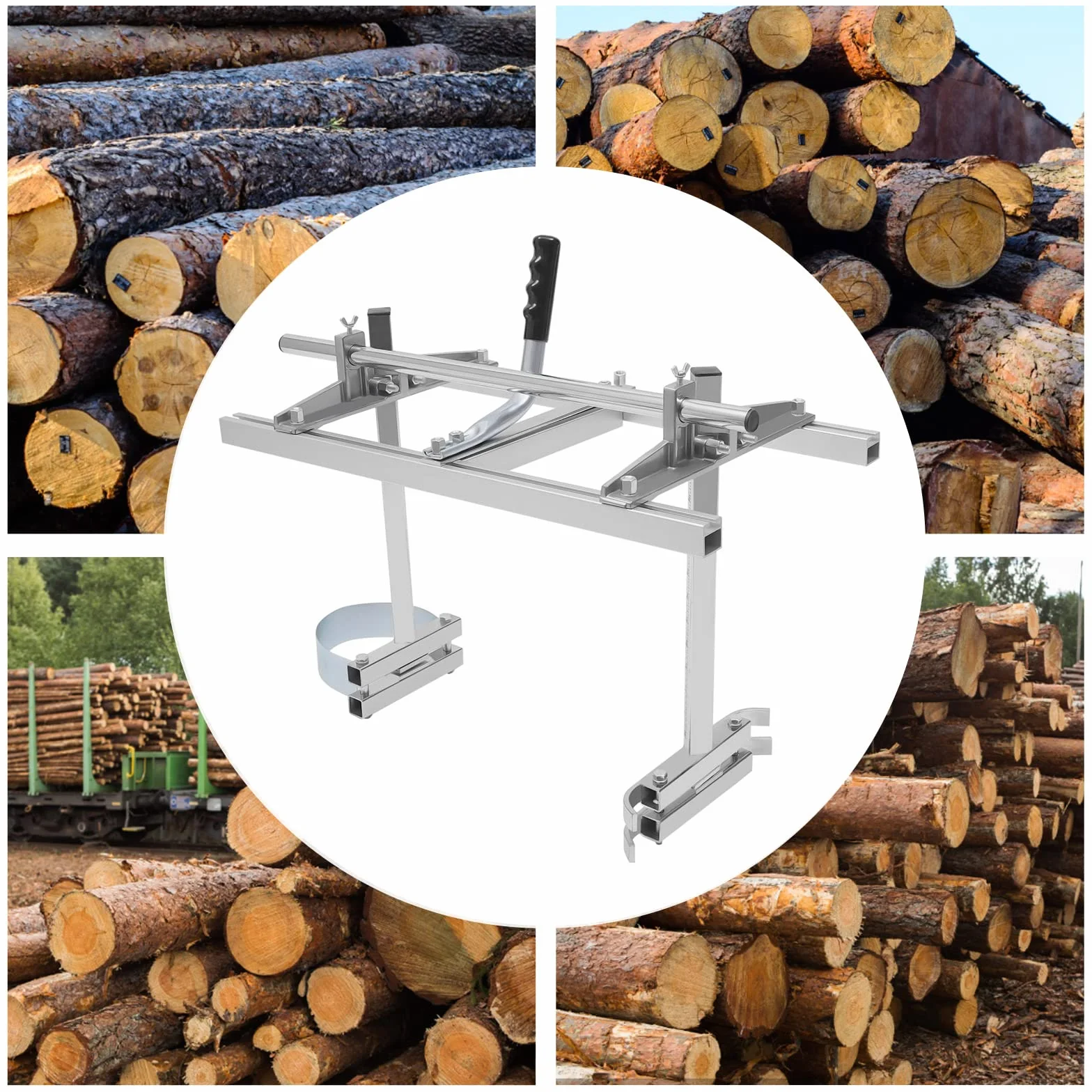 24 pulgadas aserradero móvil, marco de corte de motosierra de madera, aserradero móvil, vegetales de motosierra de plata, aserradero portátil de aluminio, aserradero de cadena para