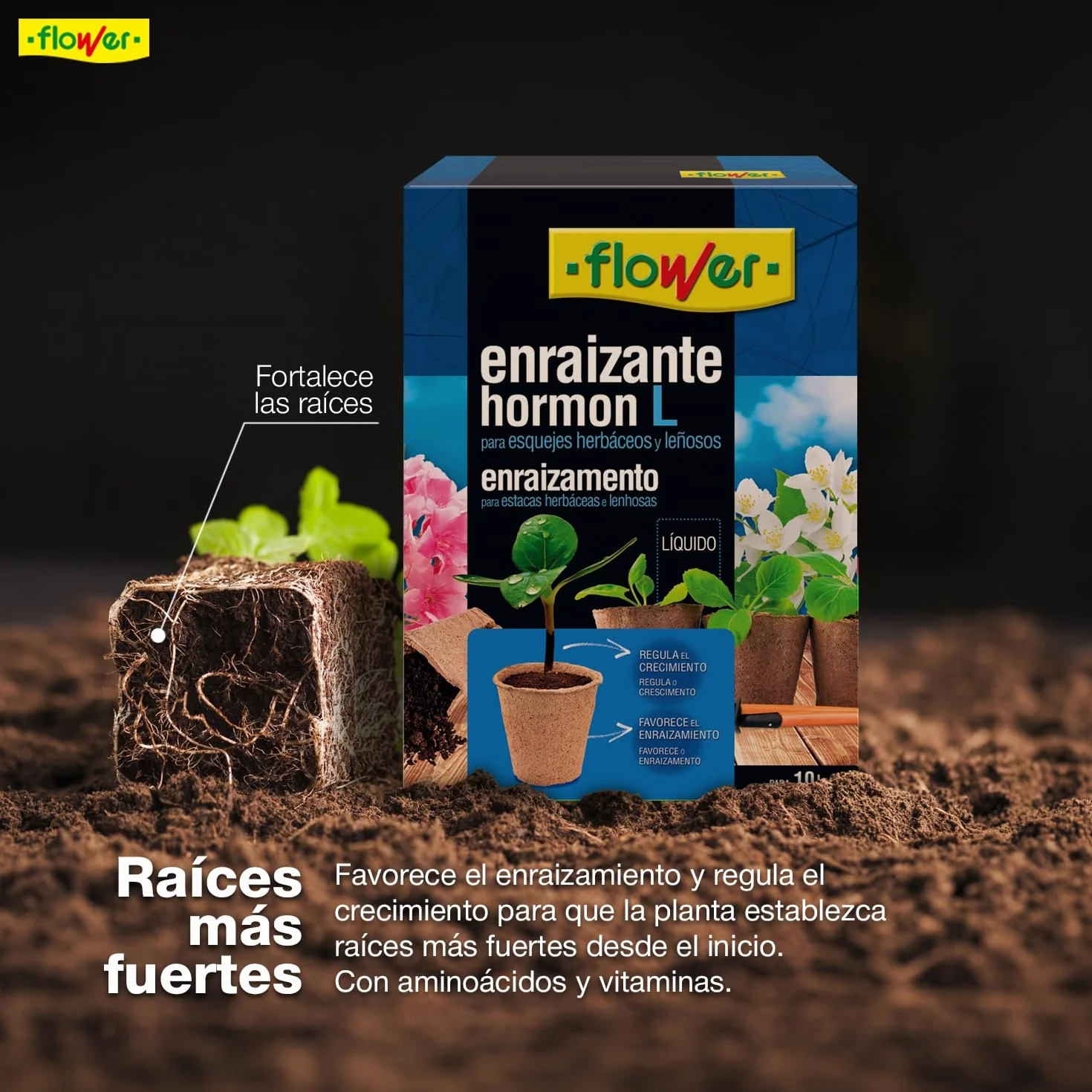 Enraizante Líquido Hormon L 50 ml para Esquejes y Trasplantes con Aminoácidos y Vitaminas