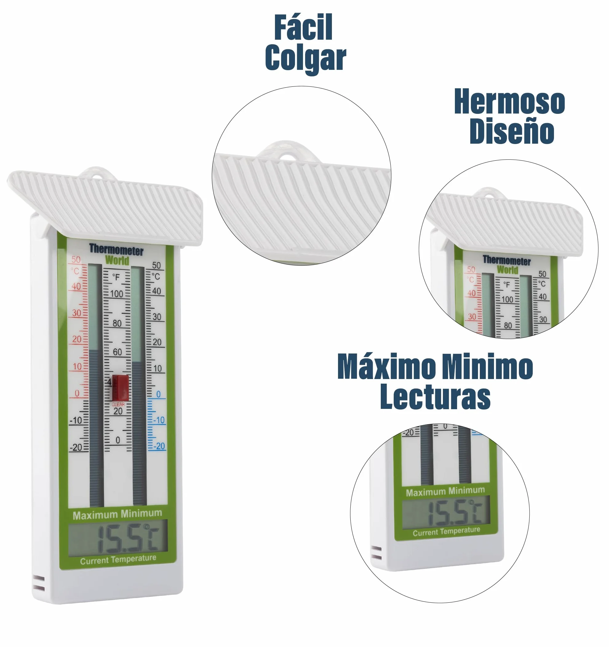 Termómetro digital IP65 temperatura máxima y mínima para jardín invernadero exteriores