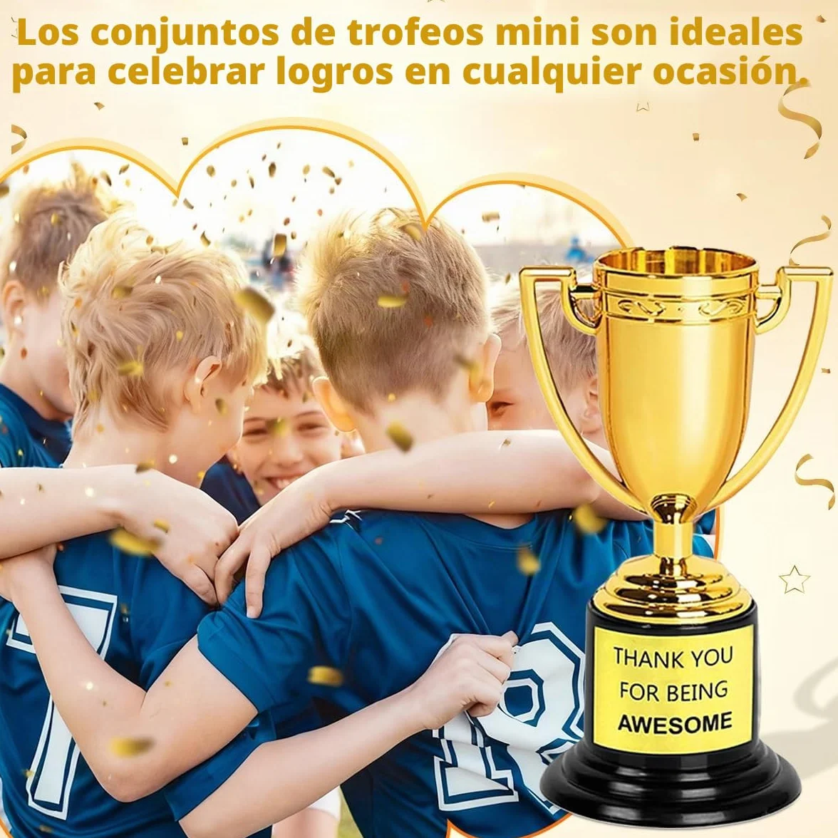 Mini Trofeos de Plástico Dorado 12 PCS Premio para Fiestas Deportivas