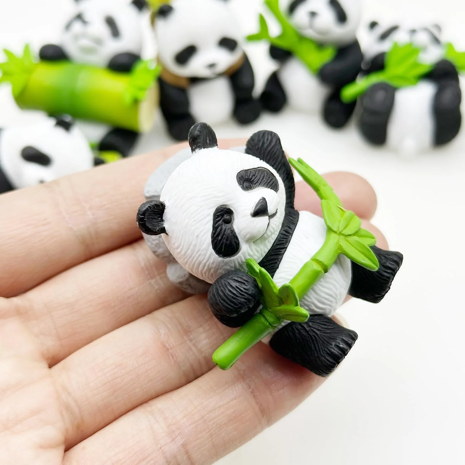 Cayway 8 figuras de mini panda, decoración de panda, animales de jardín de hadas para macetas, bonsái, decoración de paisajismo