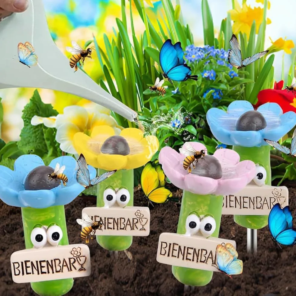 YGCHEN Bebedero para Abejas, Estación de Agua para Insectos en Forma de Flor, Fuente de Mariposas, Accesorios para Macetas