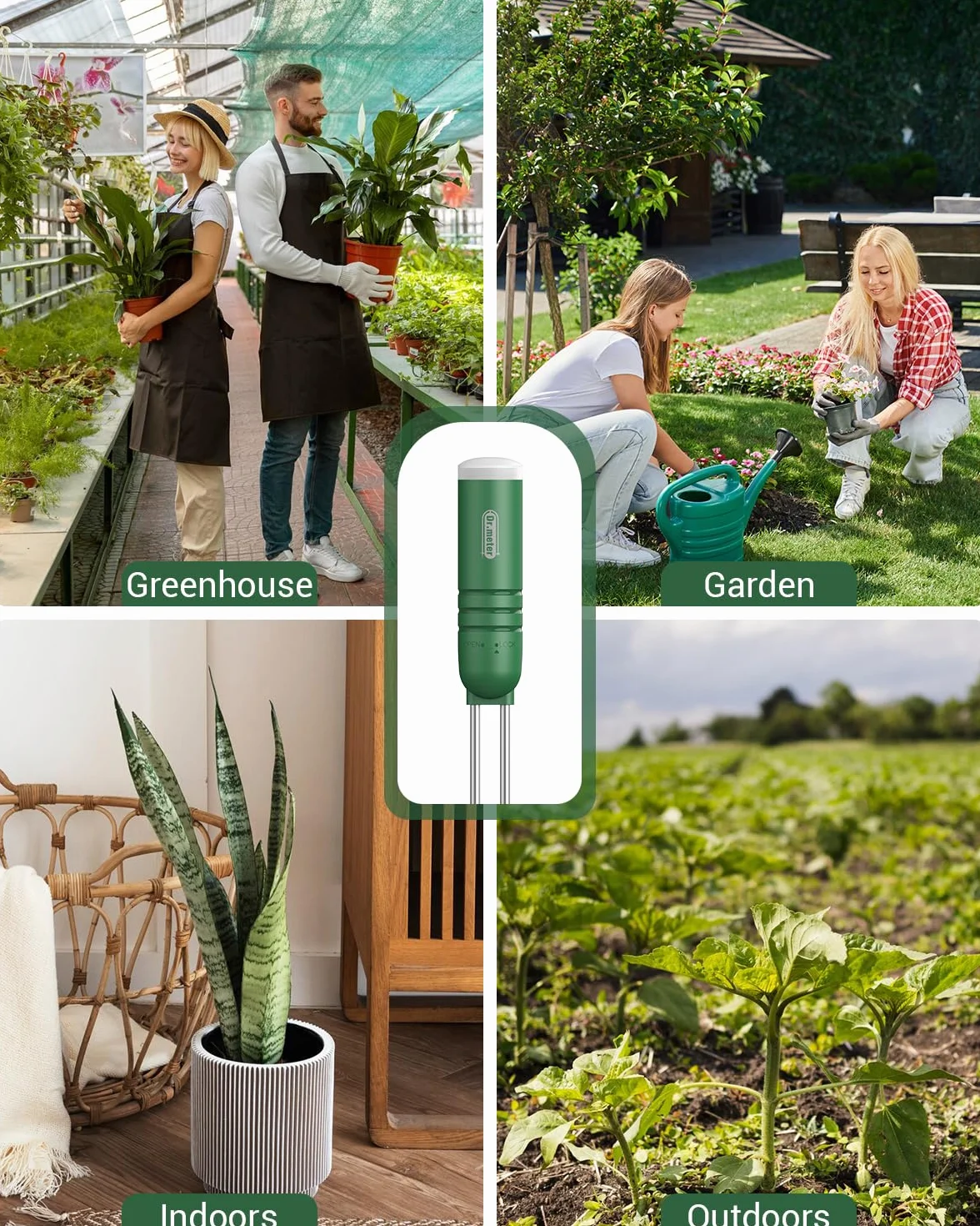 Dr.meter Medidor Humedad Plantas 4 en 1 con Temperatura Luz Tiempo Agua Suelo Higrometro