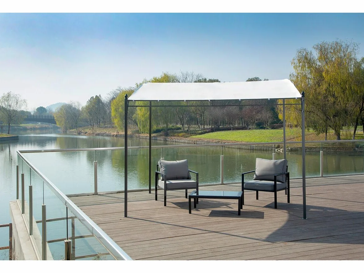 Pérgola metálica Inclinada 3 x 2,5 m Beige Habitat et Jardin