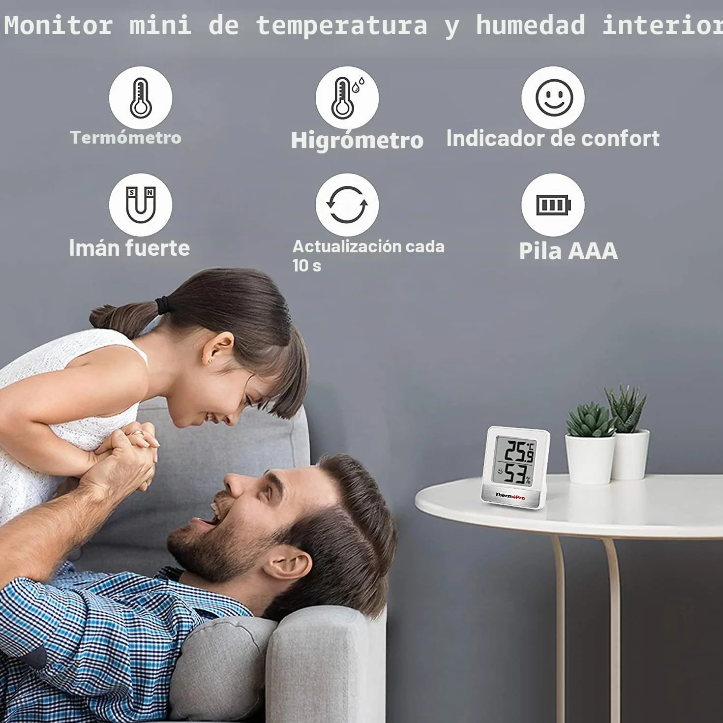 ThermoPro TP49 3 Piezas Termómetro Higrómetro Digital Interior Medidor Temperatura Humedad