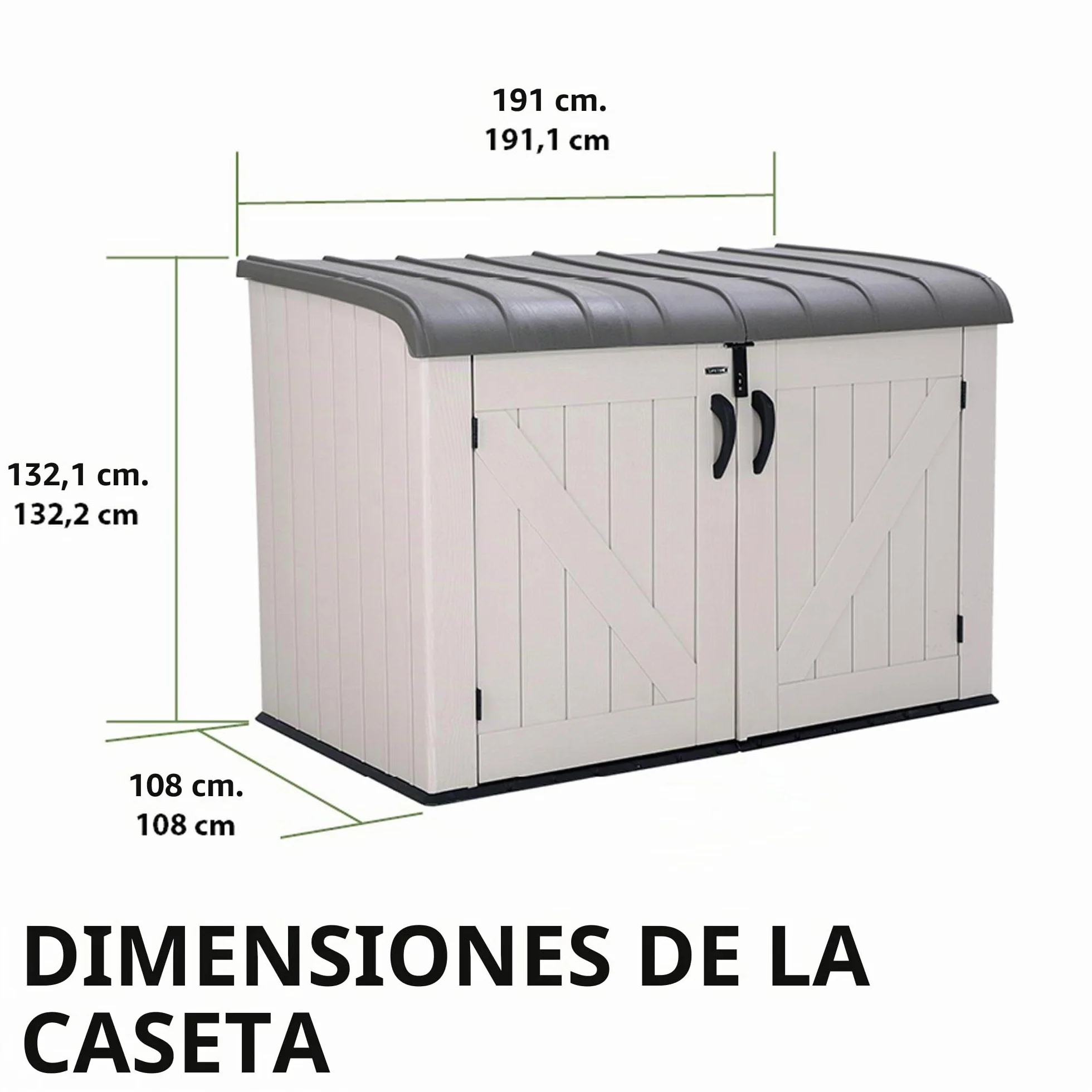 LIFETIME 60170 Arcón para exterior ultrarresistente 190x106x131 cm UV100