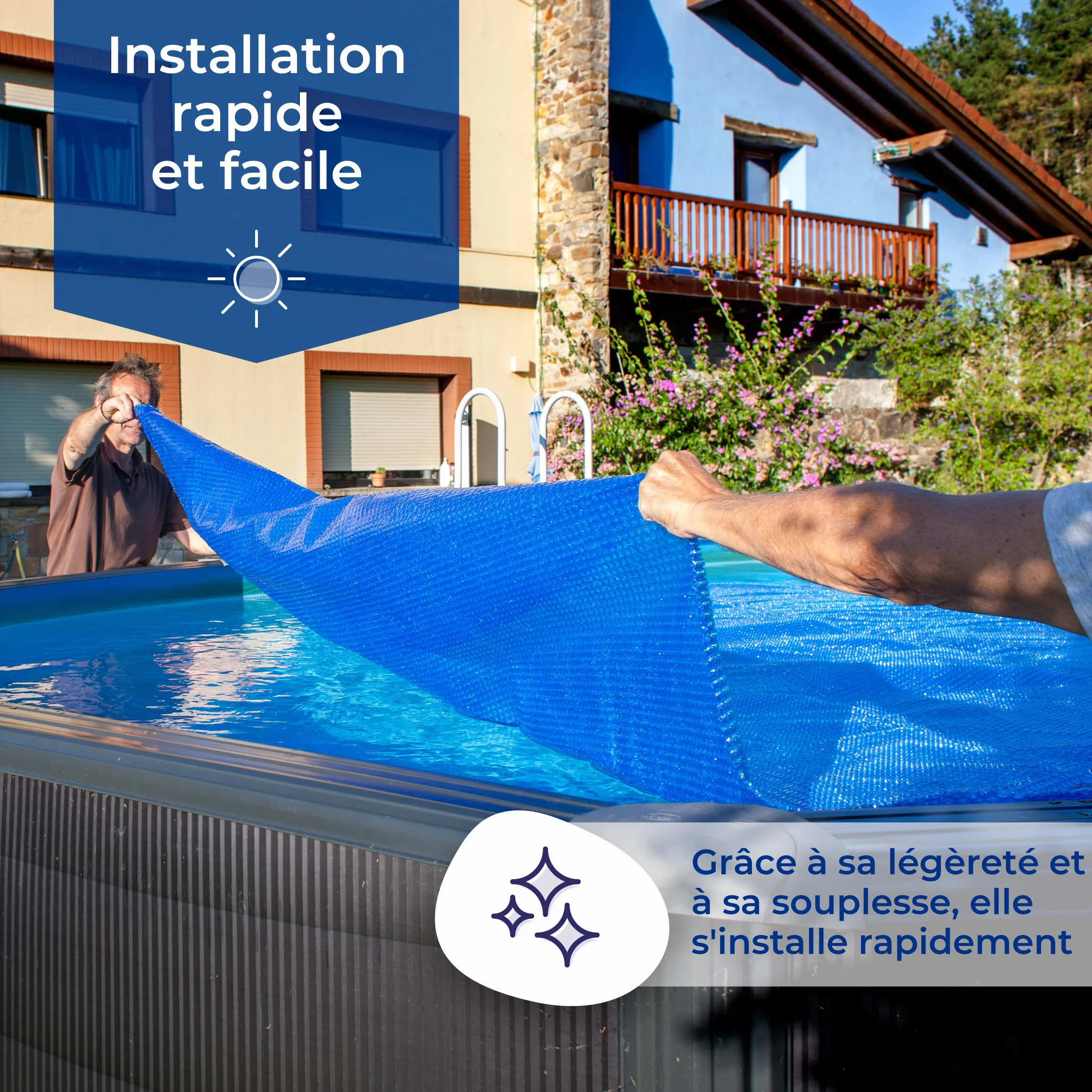 Cobertor de Verano para Piscina Redonda 460 cm Azul