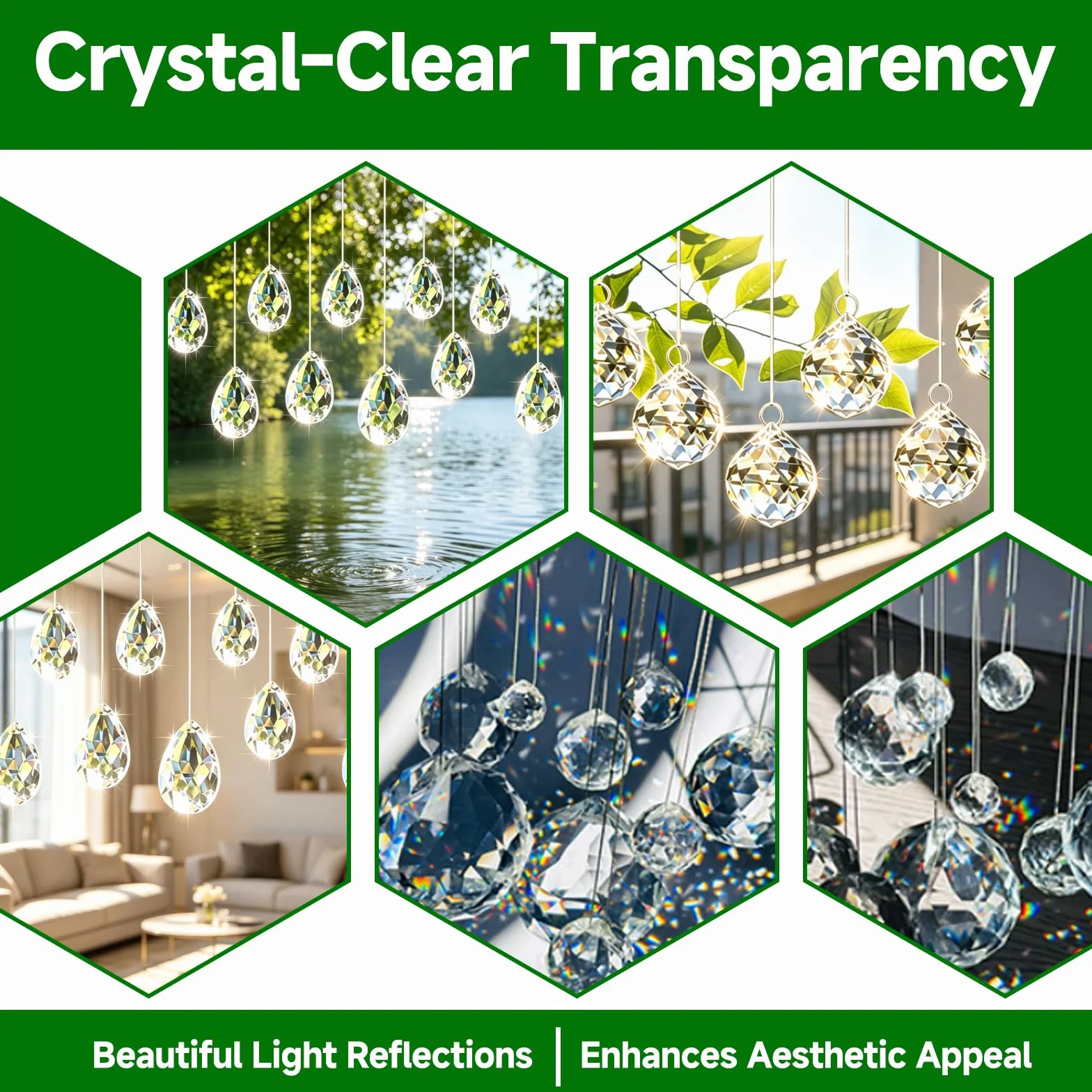 Atrapasol Cristal Prisma Bola Cristal 30 mm Colgar Vidrio Transparente Decoración Ventana Boda Jardín Hogar Lámpara DIY 10 Piezas