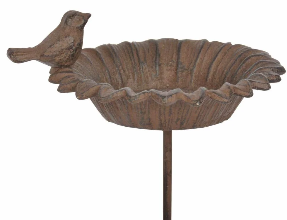 Esschert Design Fallen Fruits Bañera de Hierro Fundido para pájaros en Forma de Girasol