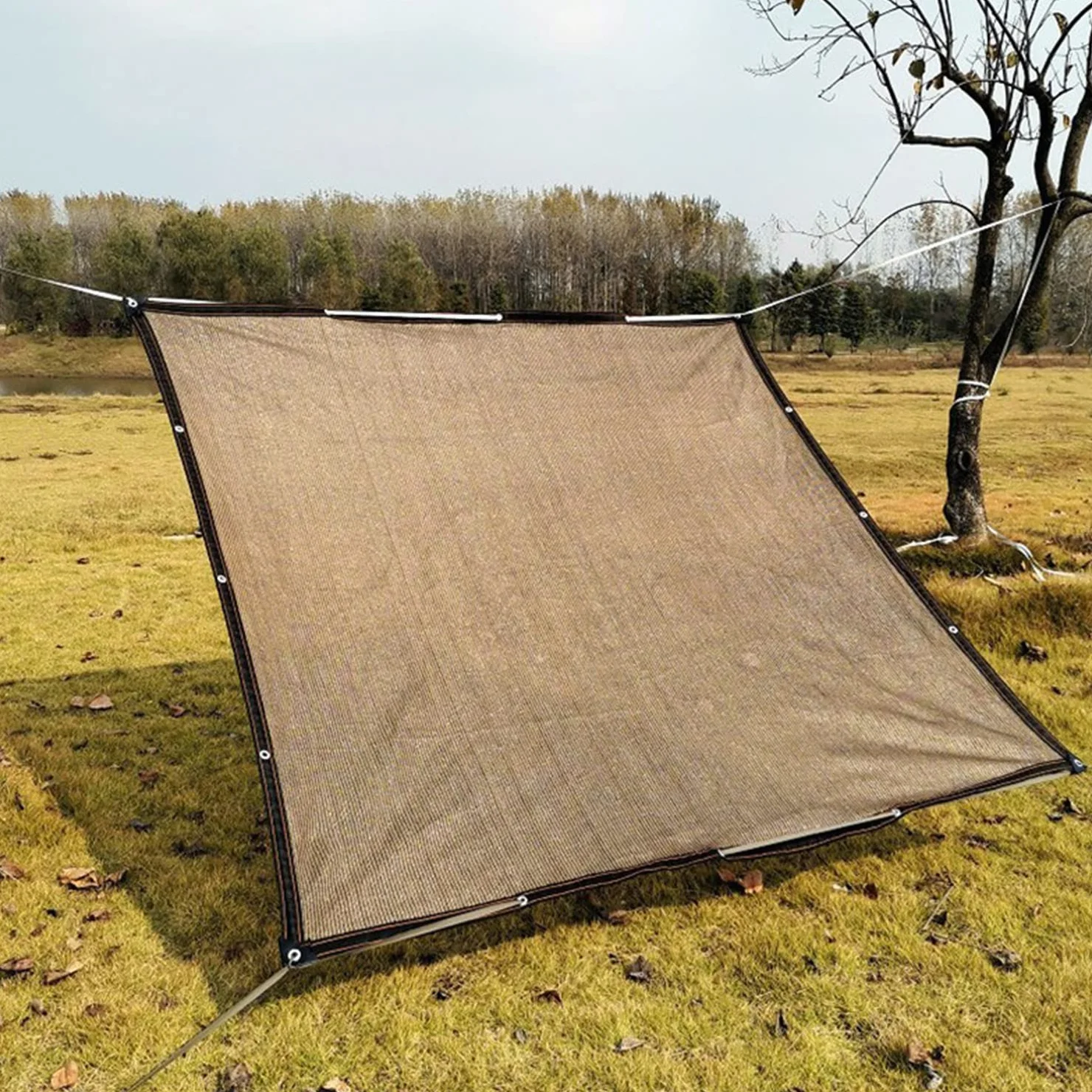 Red de Sombra para Exteriores,Malla Sombreadora Anti-UV 90%,Solar Sombra Paño,Toldo Vela de Sombra Marrón,Malla de Ocultación Anti-Âge,para Invernadero/Balcón/Patio/Techo/Cochera (4x5m/13x16.4ft)