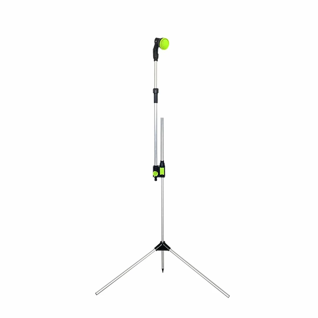 Acomoda Ducha de Jardín de Aluminio Altura Regulable 230 cm Cabezal Rotante 180° Conector Universal