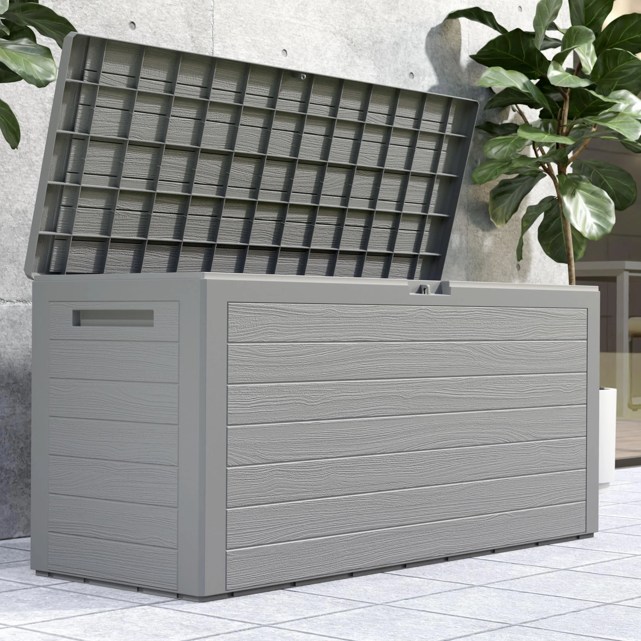 Casaria Baúl de Almacenamiento Exterior 280L 116x43x55cm Gris