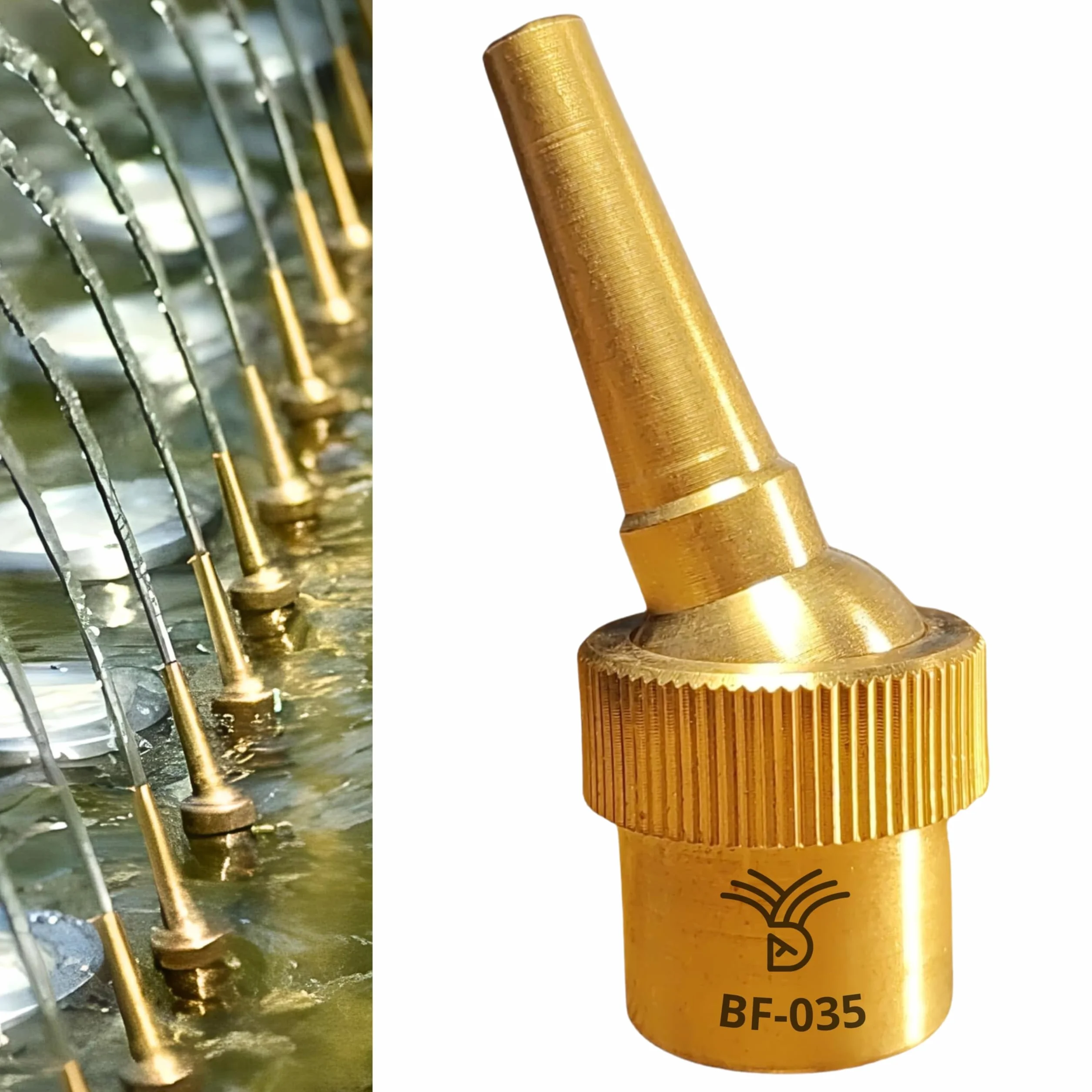 Boquillas para Fuentes de Jardín - Chorro cristalino de Lanza con rótula de 5 mm Rosca 1/2" BSSPT (Latón)