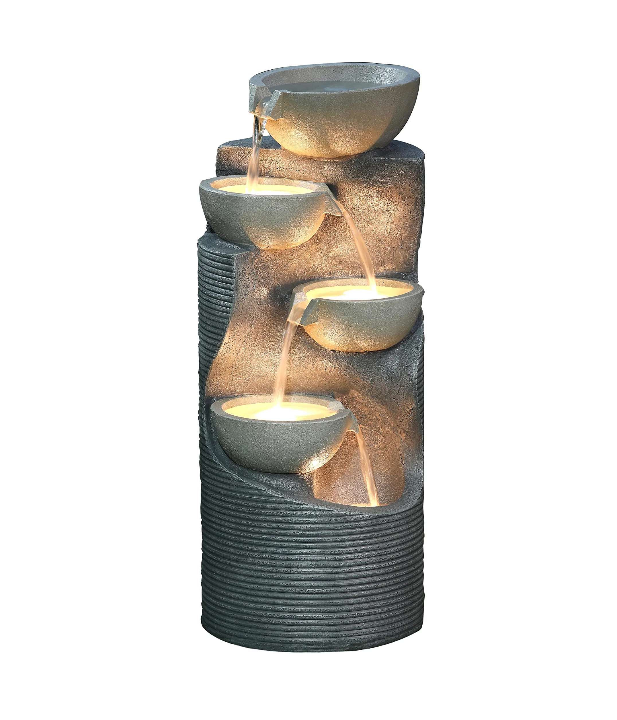 Dehner Fuente de jardín Salo con iluminación LED, Aprox. 81 x 34 x 33 cm, poliresina, Gris