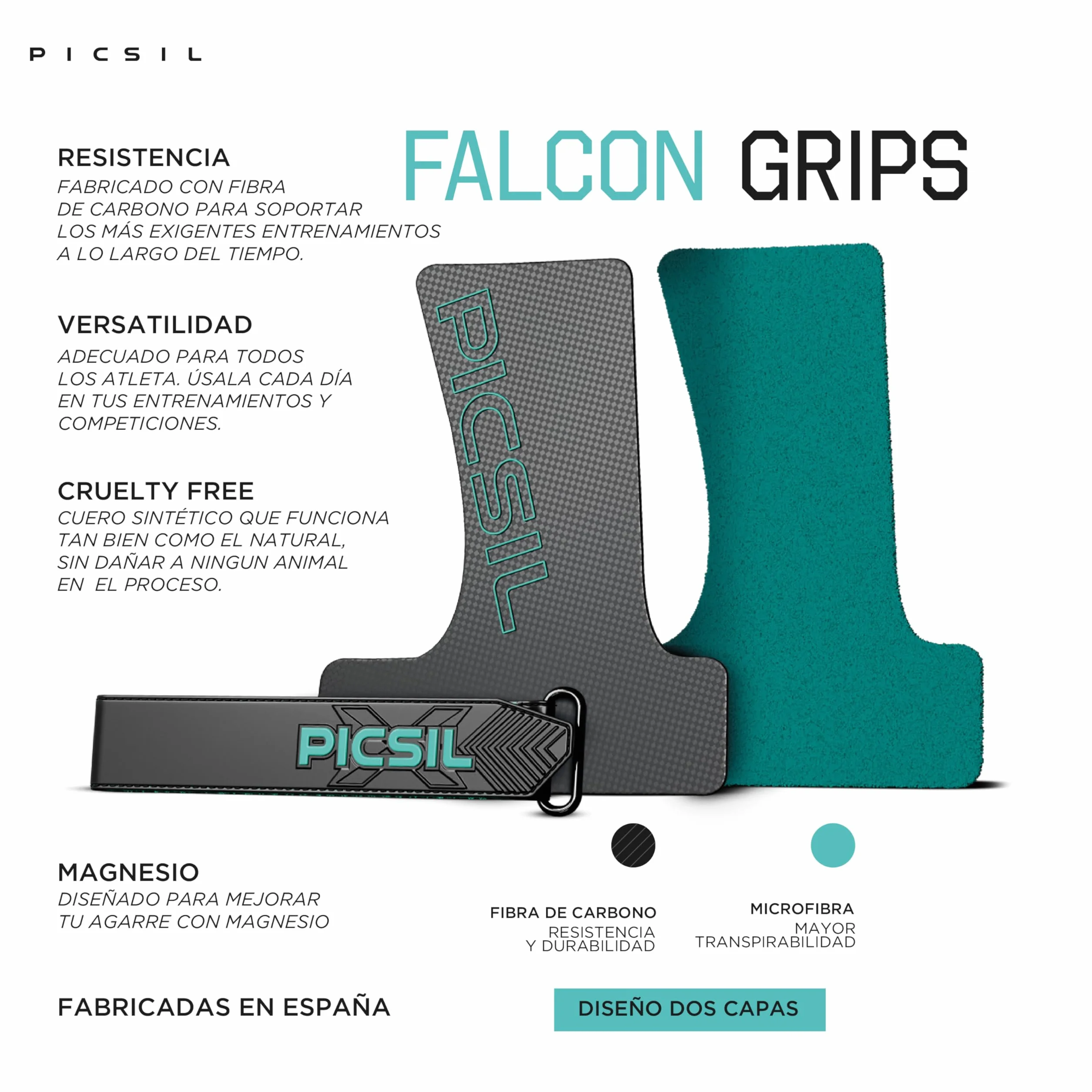 PICSIL Calleras Falcon Cross Training Fibra de Carbono Magnesio Agarre Barras