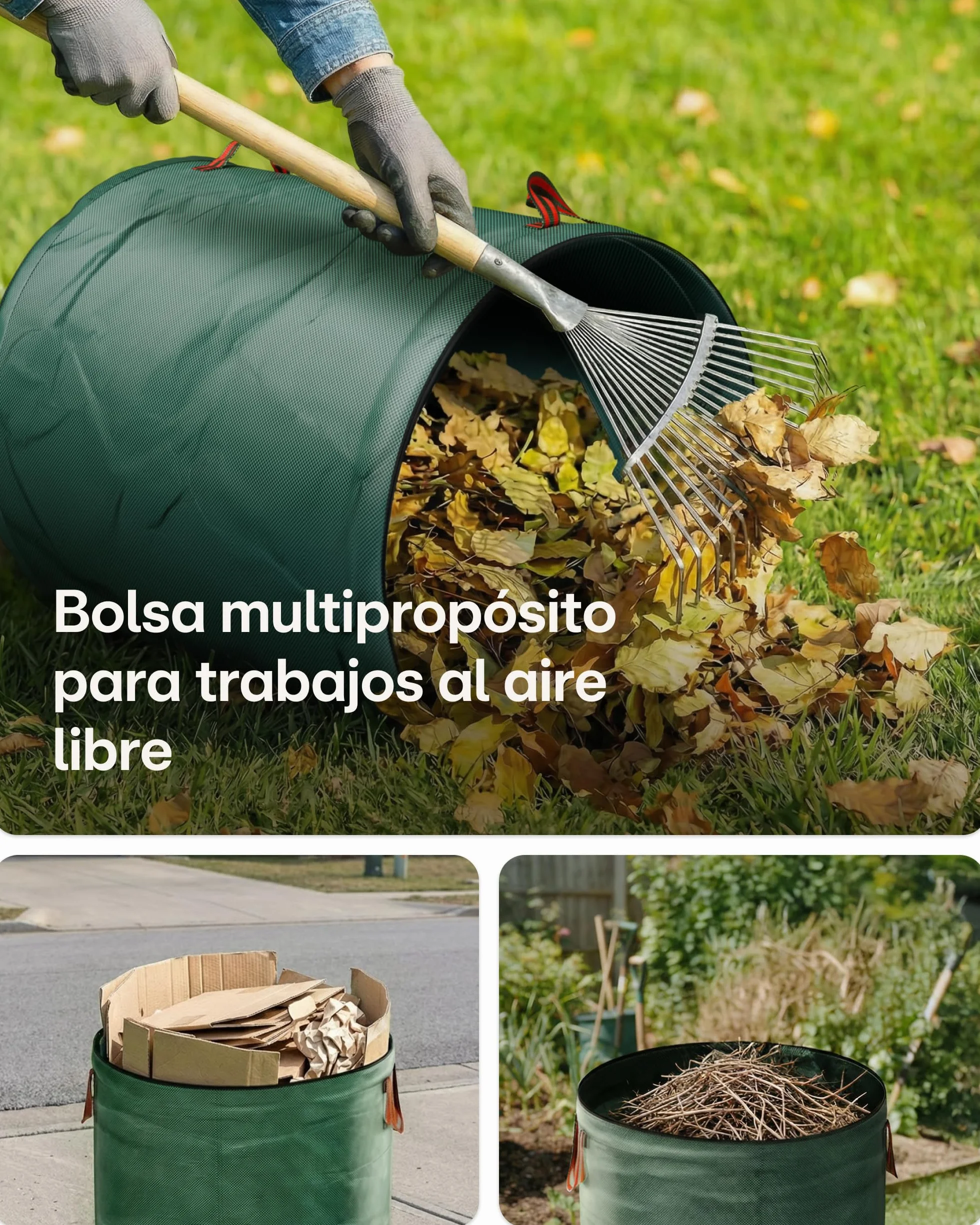 Praknu 500 L Bolsa Jardin Con Tapa Cremallera 4 Asas Resistentes Plegable Reutilizable Polipropileno XXL