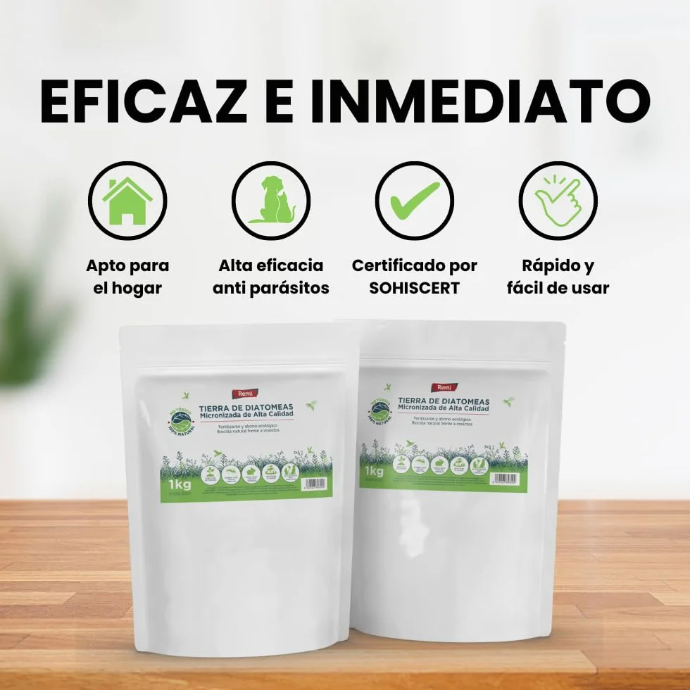 Remi Hogar Tierra de Diatomeas Micronizada 1 kg Ecológico Ultrafina para Huerto Jardín
