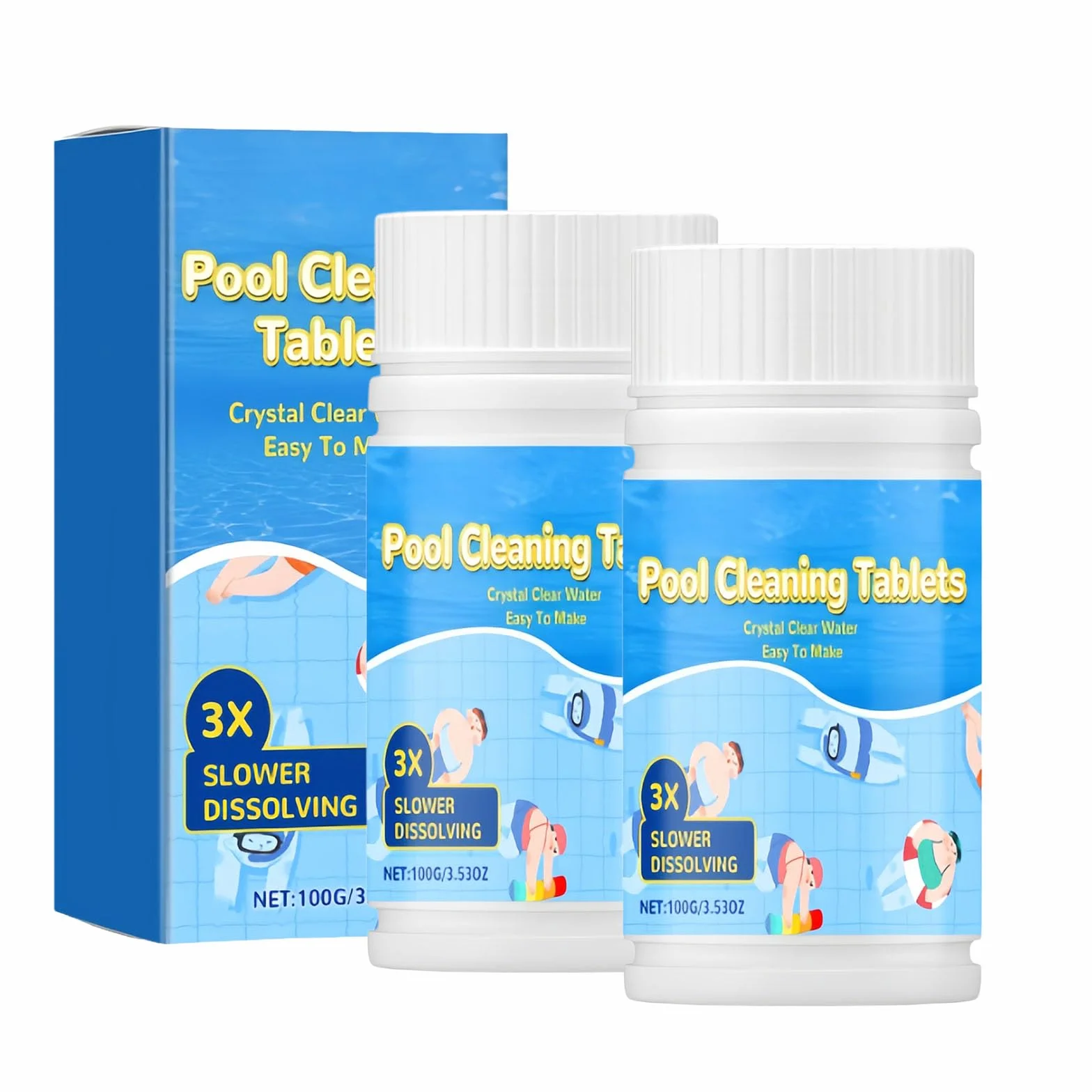 Pool Cleaning Tablets 2Pcs for Crystal Clear Water