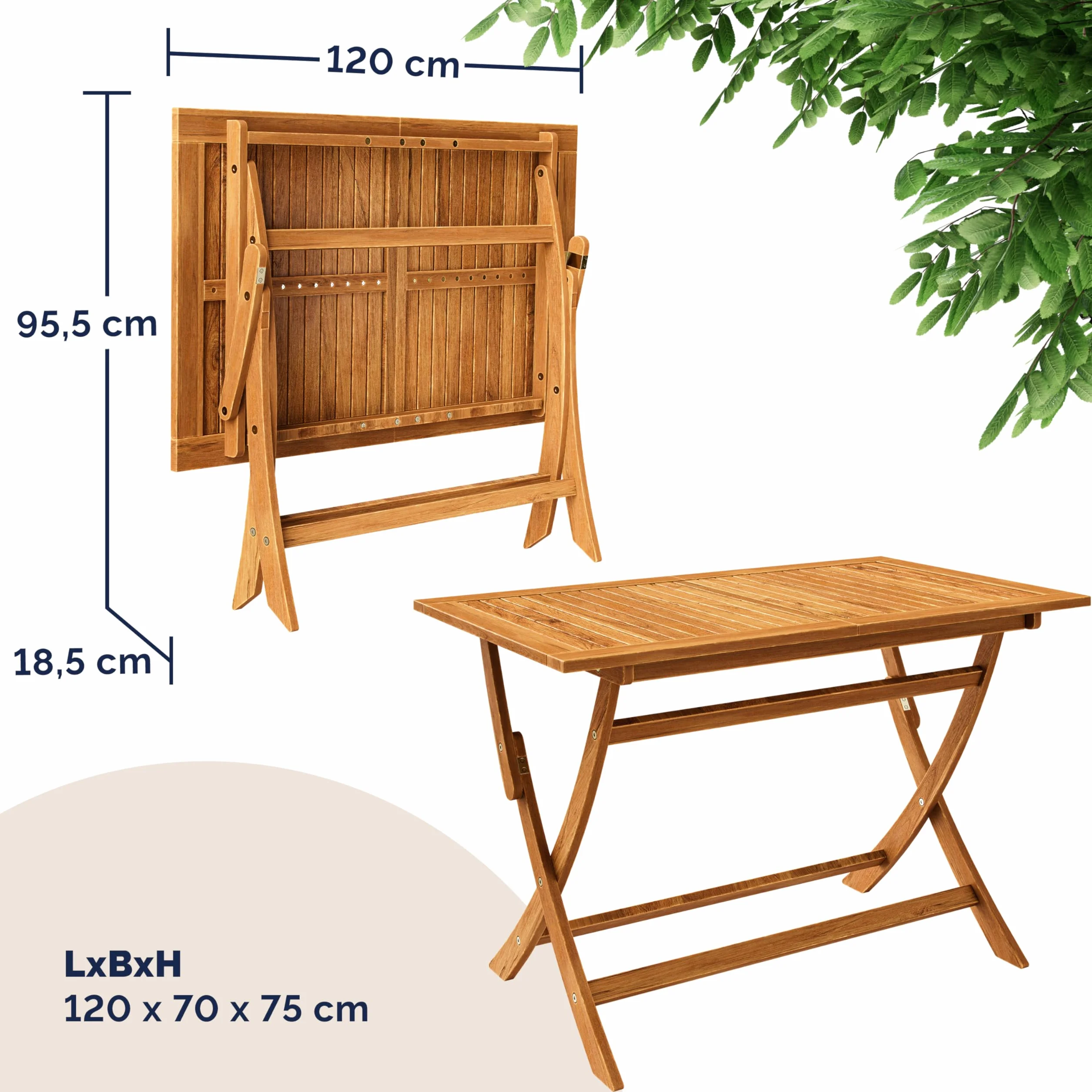 CASARIA® Juego de Muebles de Jardín 5 Piezas Mesa Extra Estable con Refuerzo Madera Acacia FSC® 4 Sillas Plegable Exterior