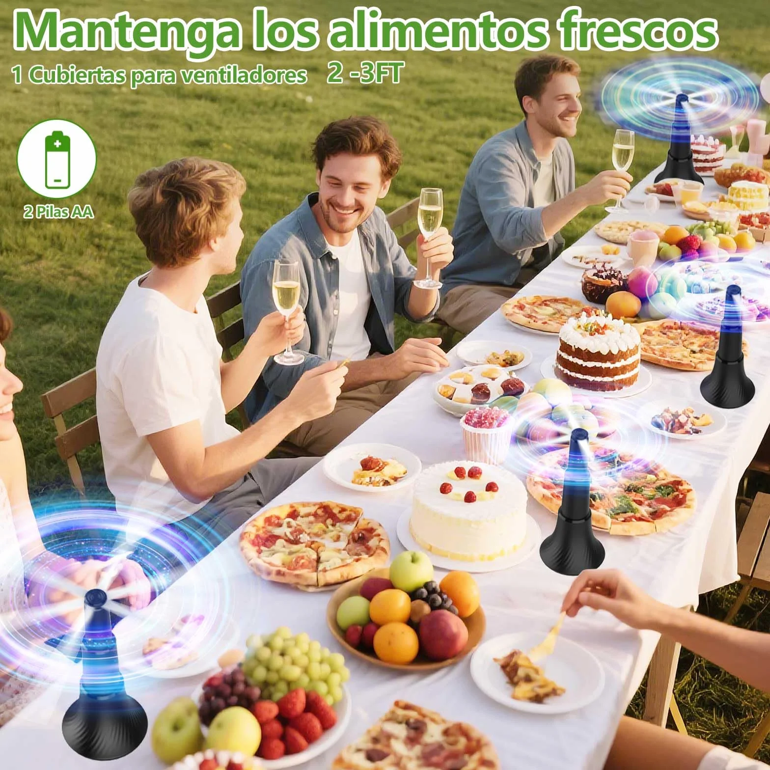 Ventilador Repelente de Moscas 4 Piezas, Plegable y Colgante para Exteriores
