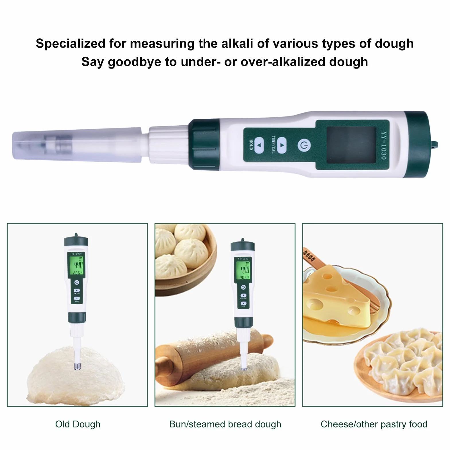 Medidor de pH para Alimentos - Medidor de Humedad del Suelo | Medidor de | pH para Alimentos | Probador Digital de pH del Suelo con Doble sonda | Medidor Digital de pH para Alimentos | Probador de pH