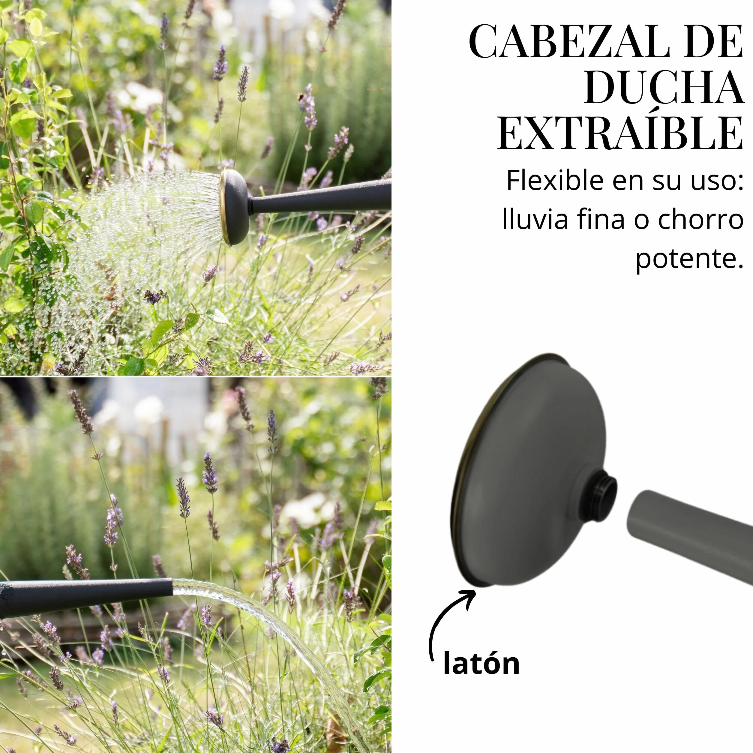 LIVLIG Regadera 10 litros 2 Asas – Jardín con Doble Asa y Alcachofa Desmontable de Latón, Diseño Vintage, Antracita