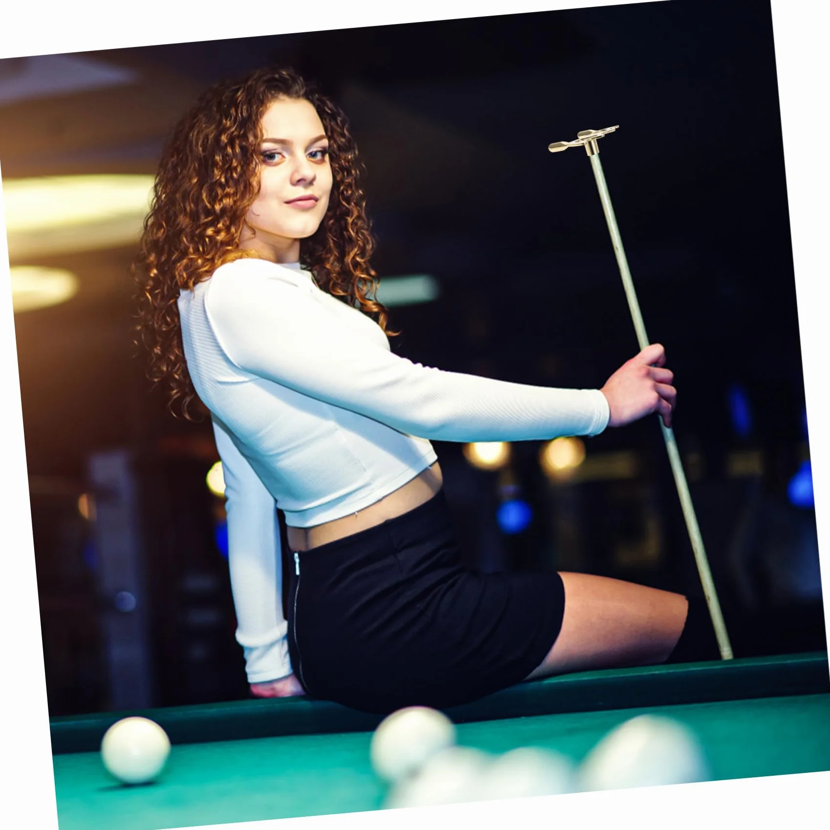 Mikikit Soporte para Tacos de Billar Metálico Puente Ajustable Ligero para Snooker y Pool