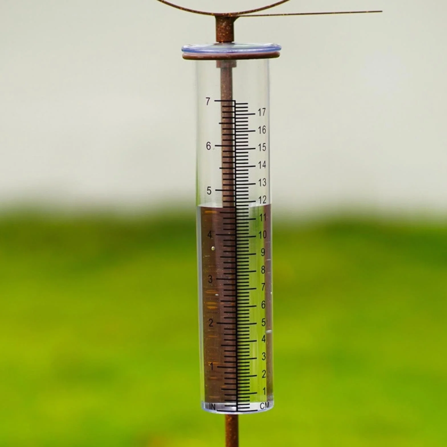 Decorative Rain Gauge Snail Shape Stake Rustproof Garden Rain Meter