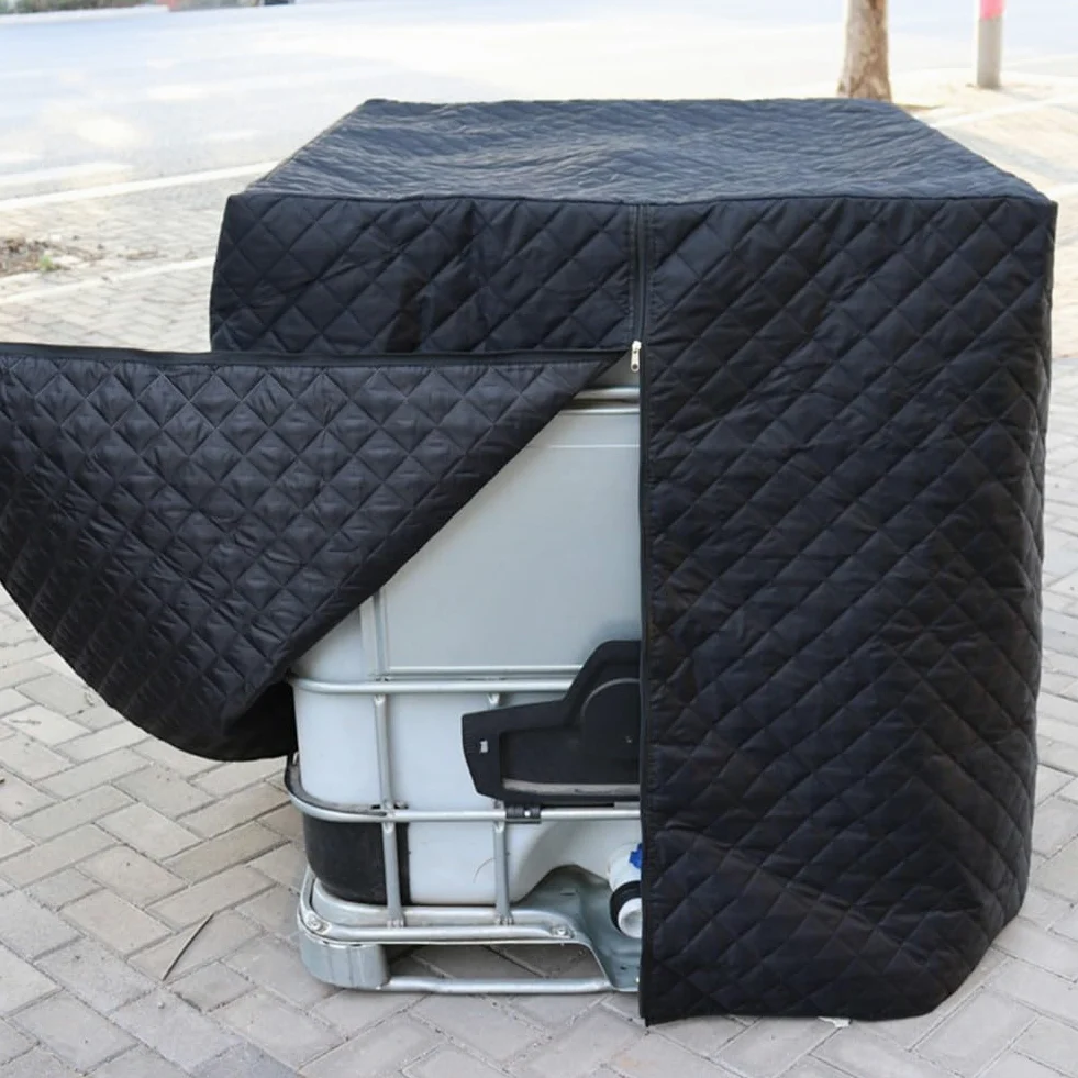 IBC - Funda de algodón resistente con aislamiento térmico para protección de tanque con reflectante plateado para nieve, 120 x 100 x 116 cm