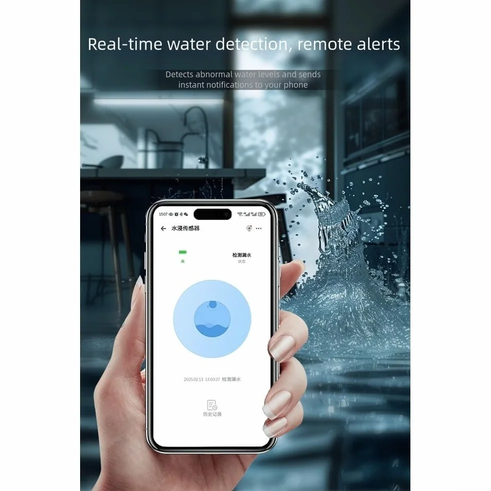 Sensor de lluvia inalámbrico Zigbee Tuya Life, detector de fugas de agua IP66, impermeable protección UV