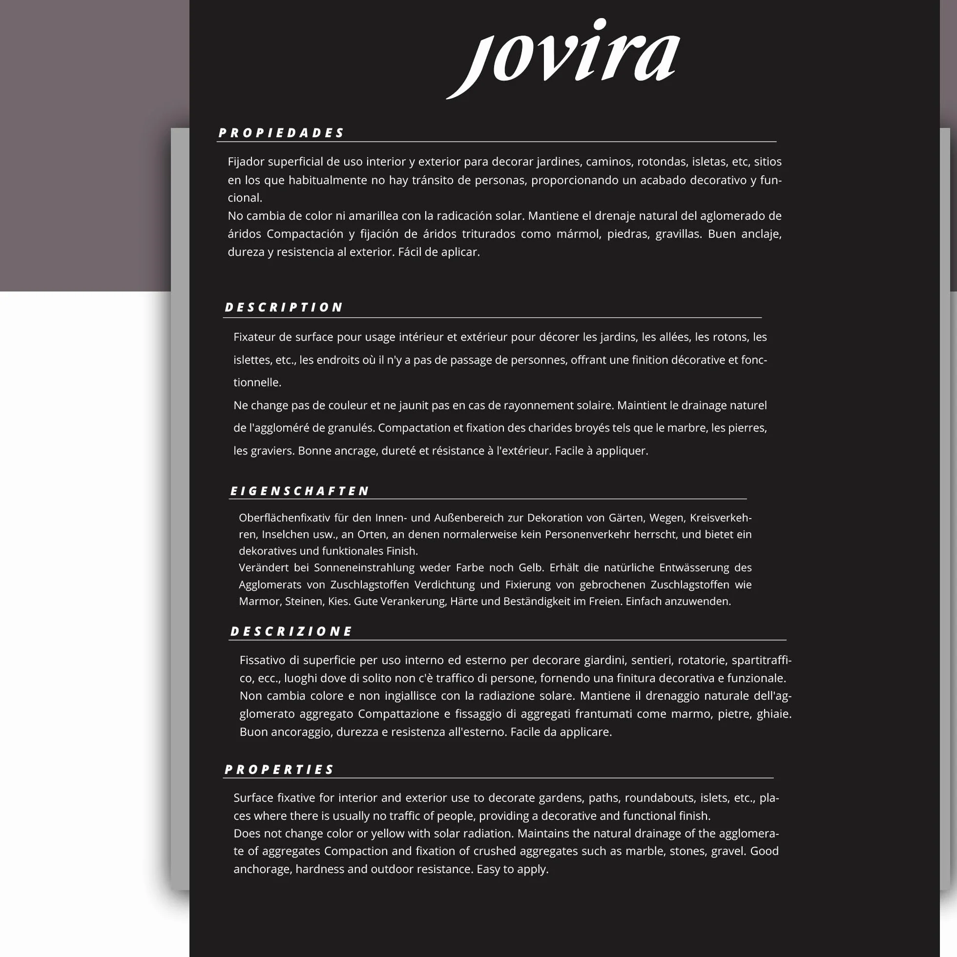 JOVIRA PINTURAS Aglomerante de Áridos 10 Litros C-1 estabilizador para Piedras y Rocas de Jardin