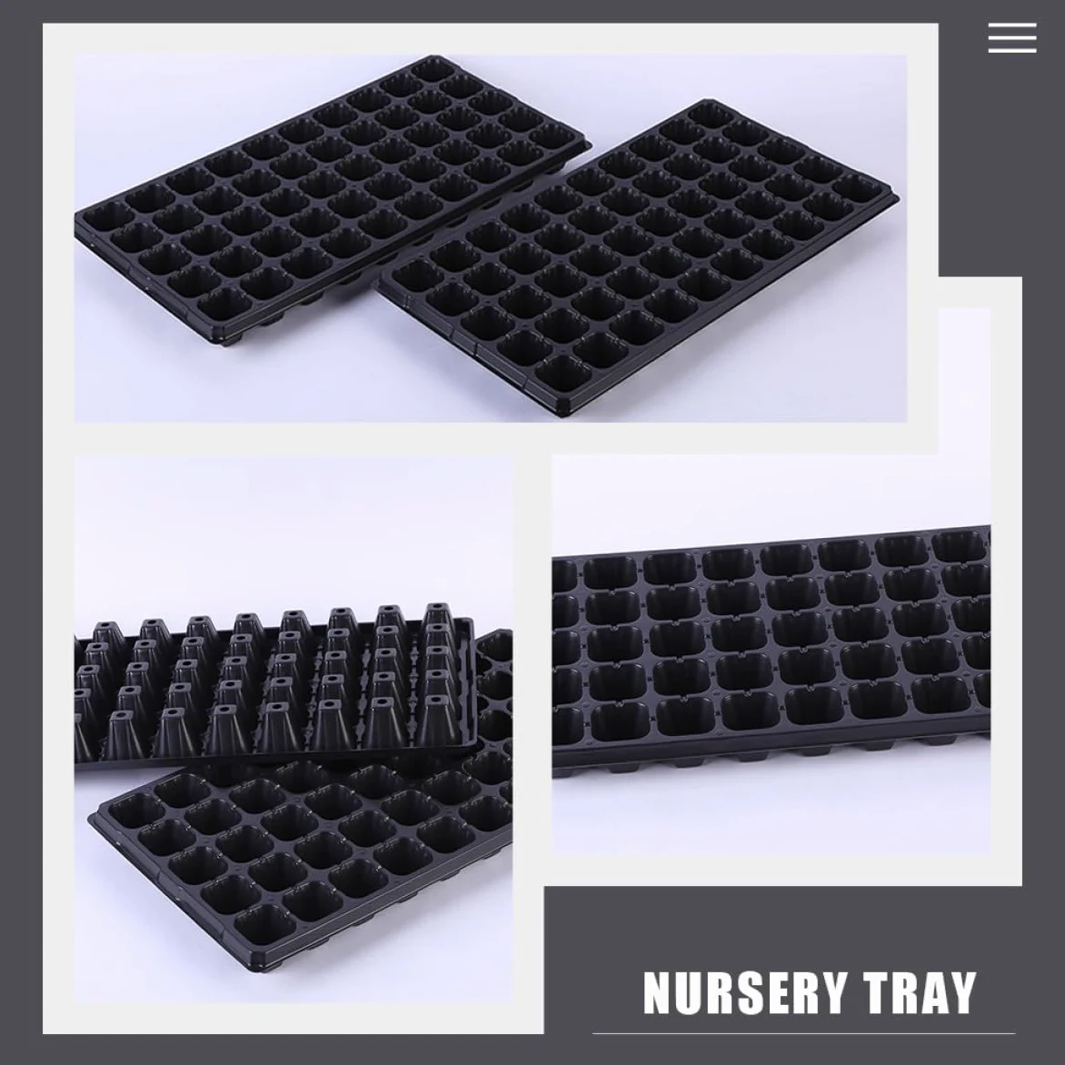 Homoyoyo 6 Bandejas de Germinación para Semillero, PVC Negro, 50 Cavidades, Múltiples Ranuras, para Plantas y Flores Pequeñas en Vivero y Cultivo