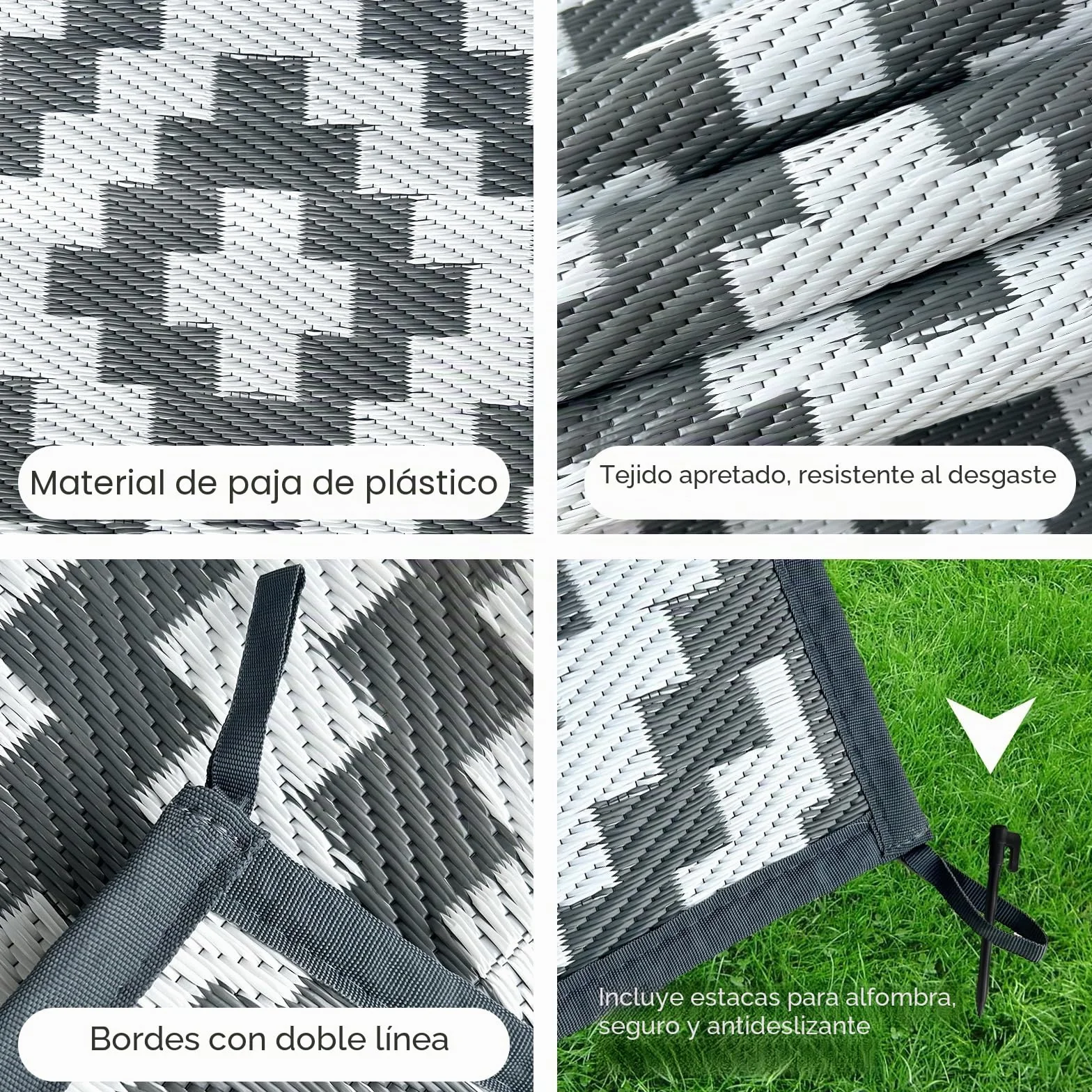 CHOSHOME Alfombra de jardín impermeable 120 x 180 cm resistente UV plástico reciclado exterior interior
