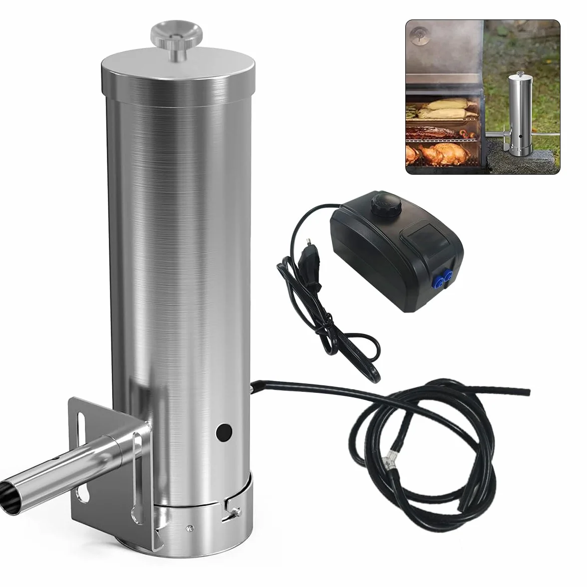 Generador De Humo FríO De Acero Inoxidable, para Barbacoa Ahumar Carne | Portátil con Tapa y Bomba, Ahumador en Frio Generador de Humo Frío Cocina Ahumador de Acero Inoxidable