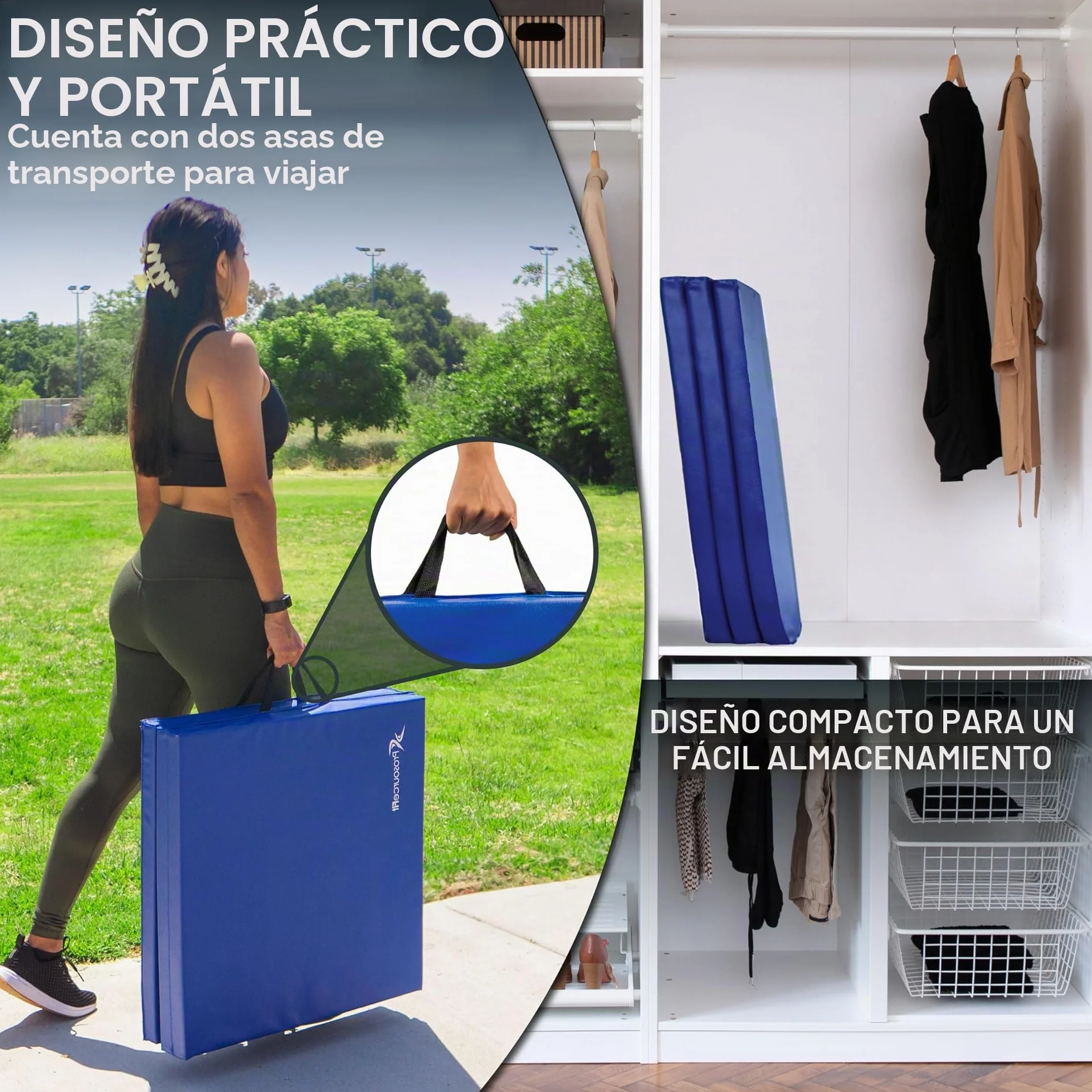 ProsourceFit Tri-Fold Folding Thick Exercise Mat 6'x2' with Carrying Handles for MMA Gymnastics