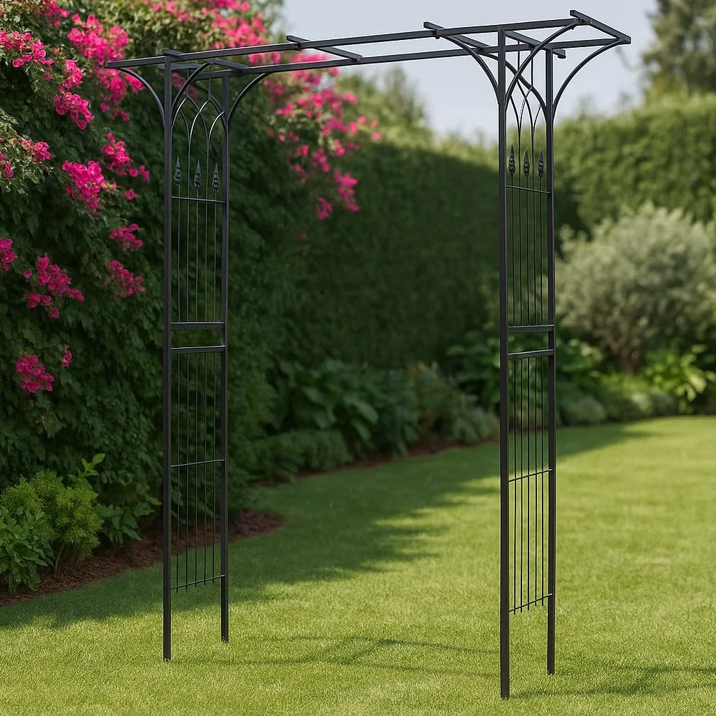 Arco de jardín para Rosas y trepadoras 205x50x208cm Acero Negro